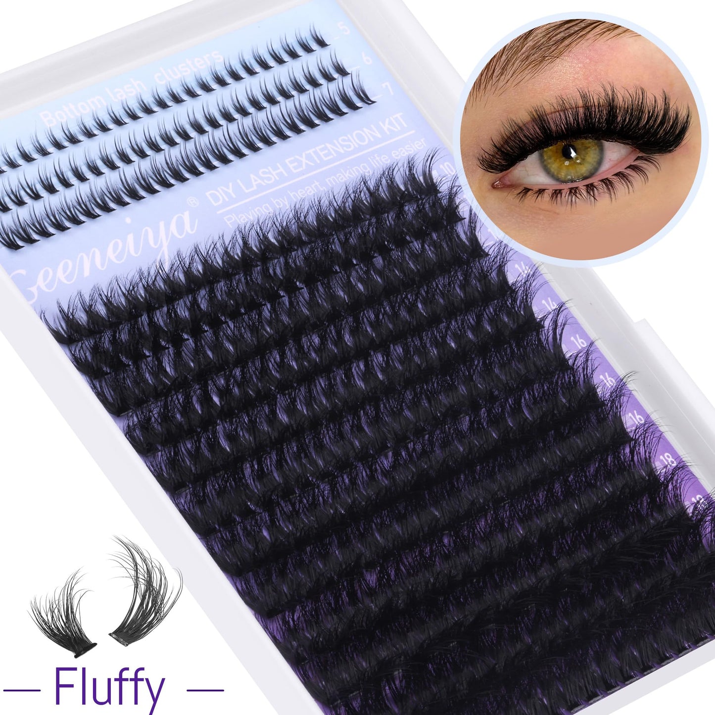 10-20mm Fluffy Lash Clusters with Manga Bottom Lashes Extension Wispy Cluster Eyelash Extensions D Curl Individual Lashes Volume DIY Eyelashes by Geeneiya
