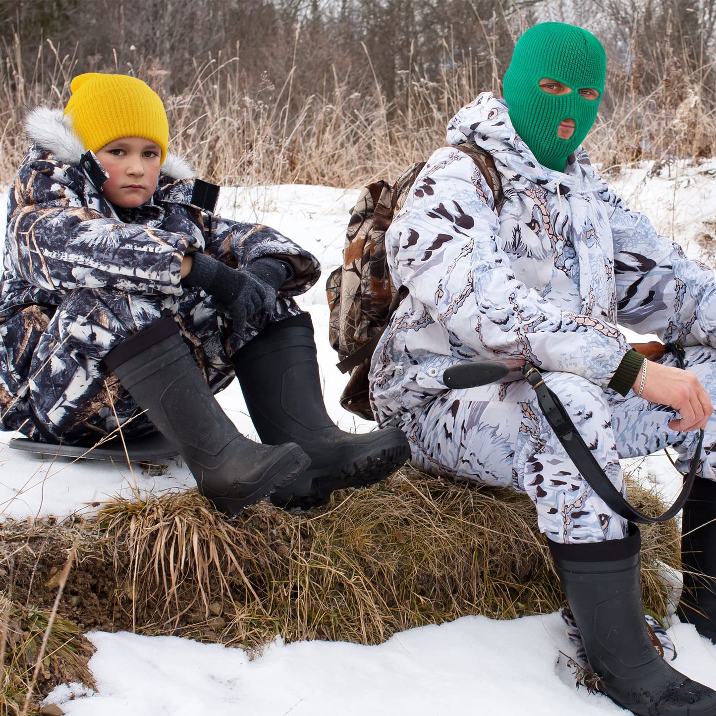 WILLBOND 2 Pieces Knitted Full Face Cover 3 Hole Mask Winter Balaclava Face Cover, One Size(Green, Luminous Yellow, Medium)