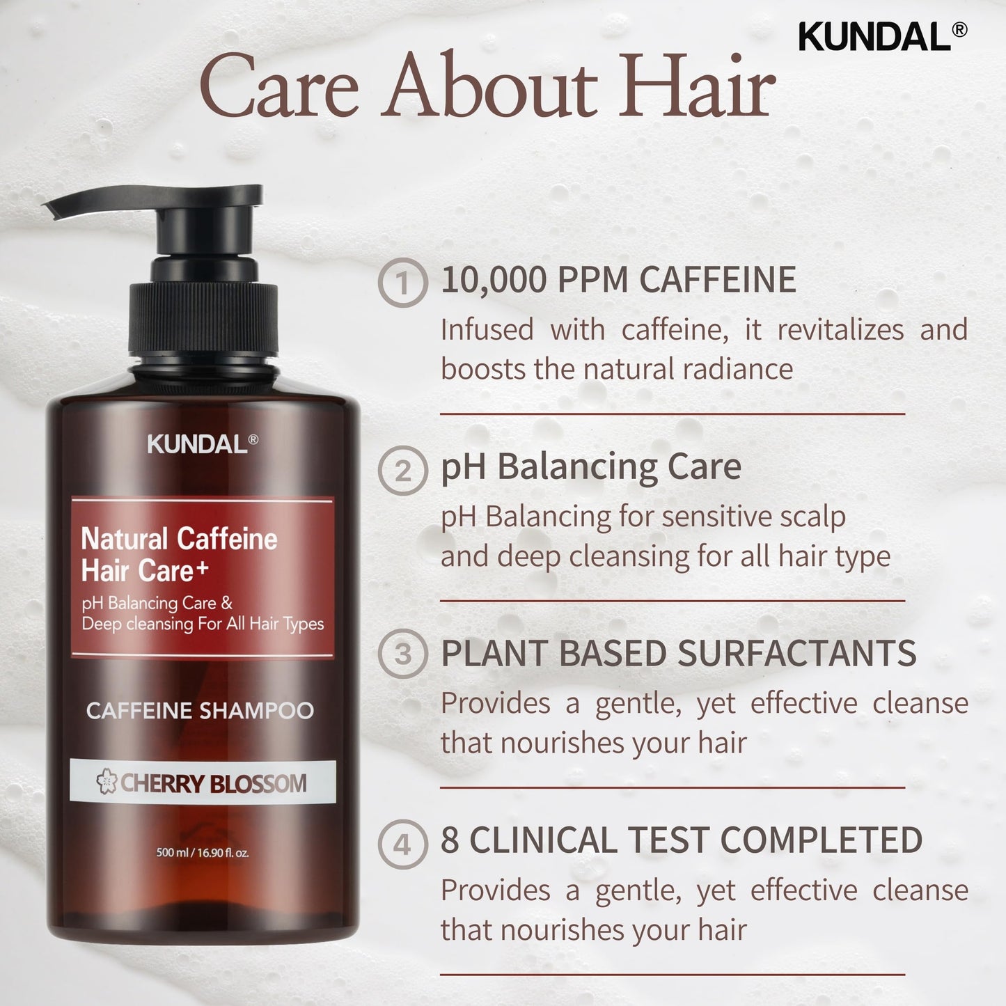 KUNDAL Caffeine Scalp Shampoo [Baby Powder] – Sulfate-Free Korean Hair Care with Menthol & Botanical Extracts – For Fuller-Looking Hair, Scalp Refresh & Strength – 16.9 Fl Oz