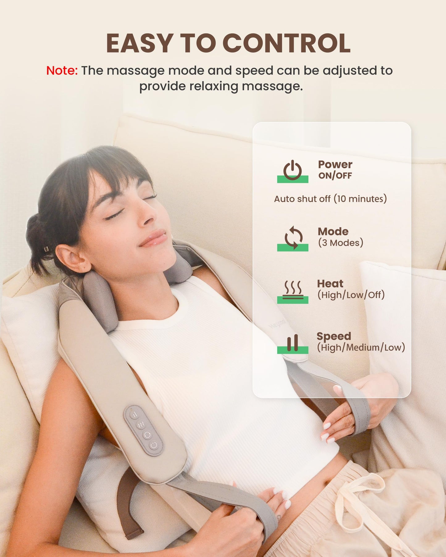 Heycool Cordless Neck Massager with Heat, 4D Deep Kneading Neck Shoulder Massager for Pain, Wireless Shiatsu Back Massager Pillow, Gifts for Men, Women Rechargeable