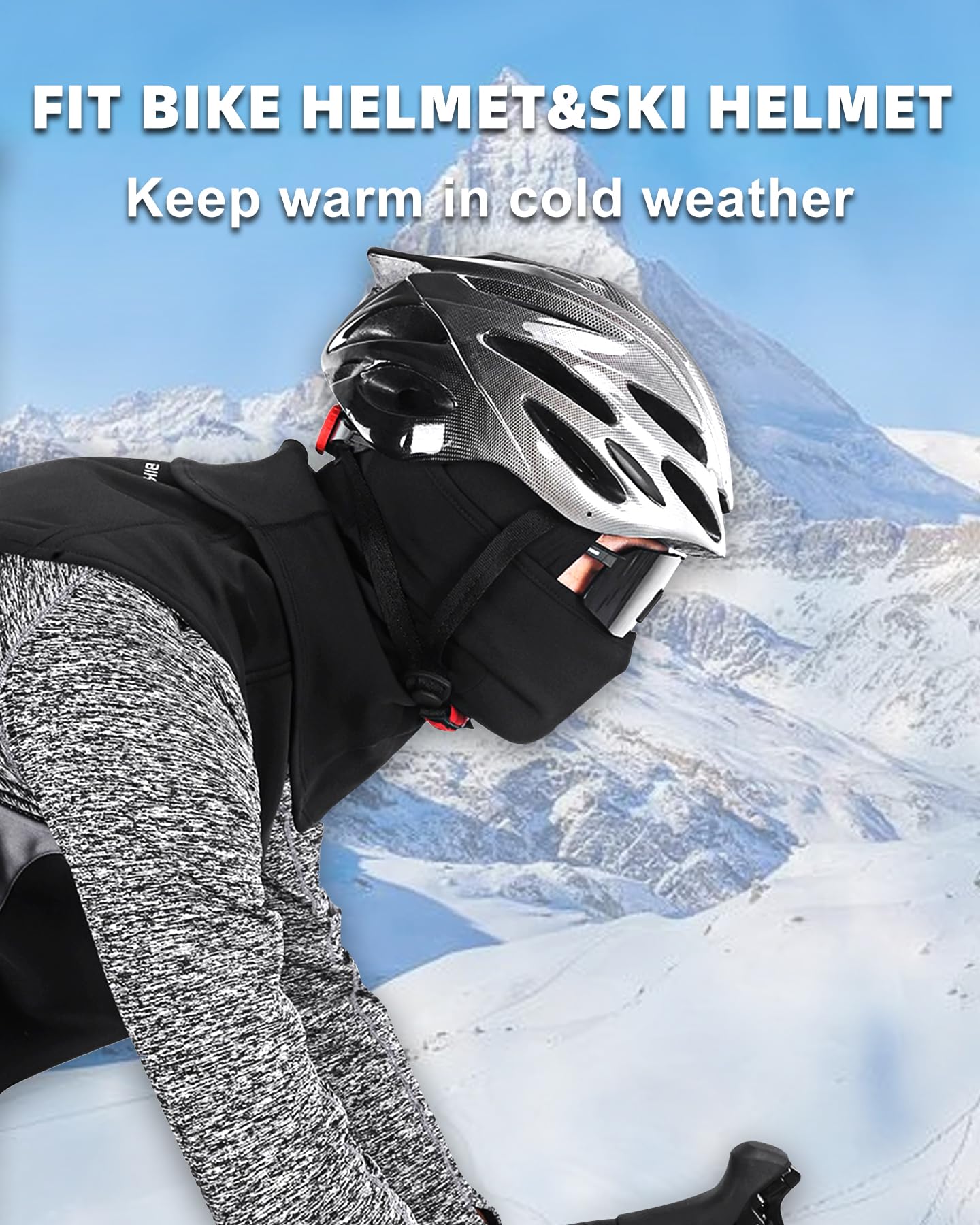 SoeKewo Balaclava Winter Ski Mask Fleece Thermal Face Mask Covering for Cold Weather Skiing Cycling Men Women, Gray