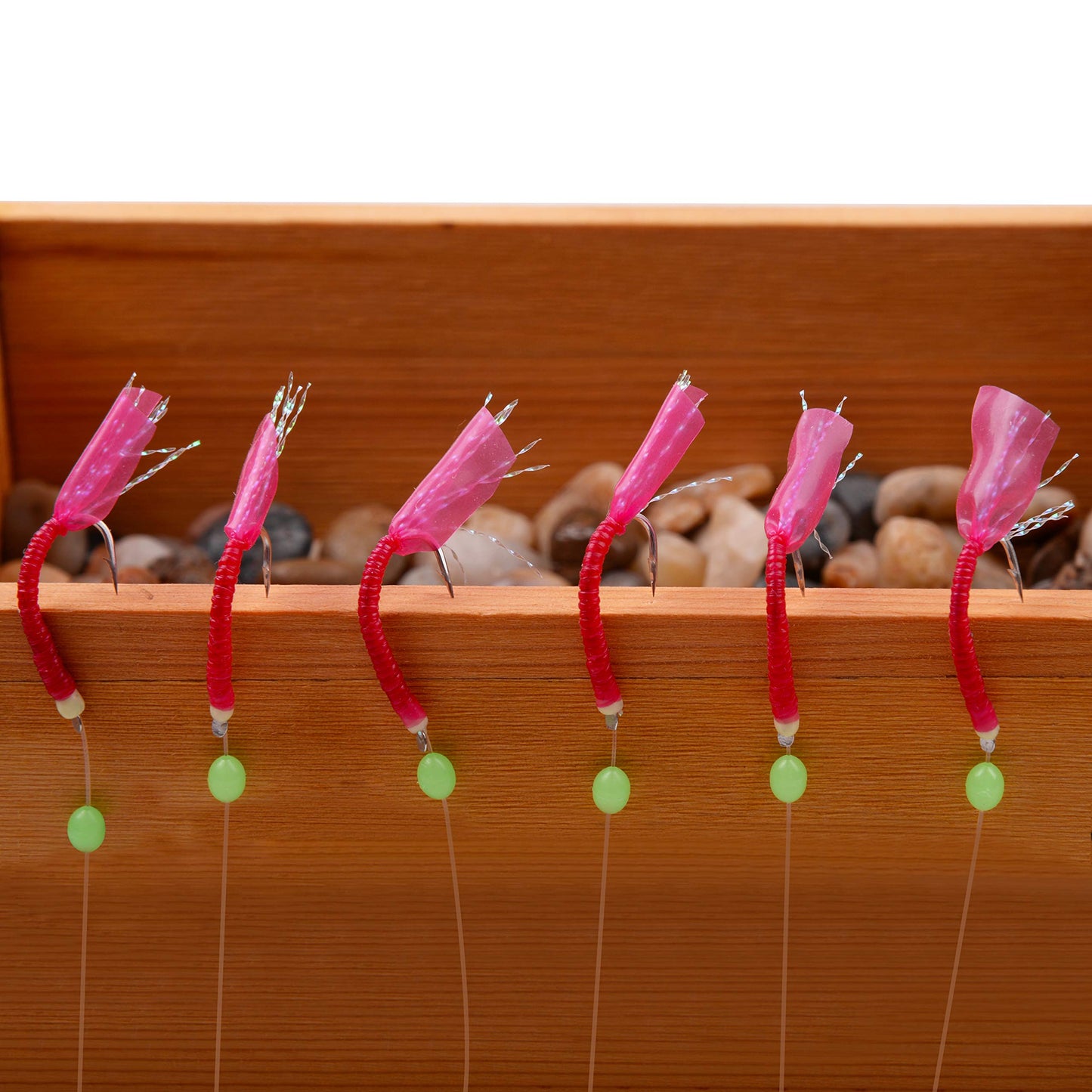 Saltwater Fishing Bait Rigs, 10Packs Surf Fishing Rigs 6 Hooks Fishing Lures Red Fish Skin Feather Hooks Glow Fishing Beads Fishing Tackles for Freshwater Saltwater