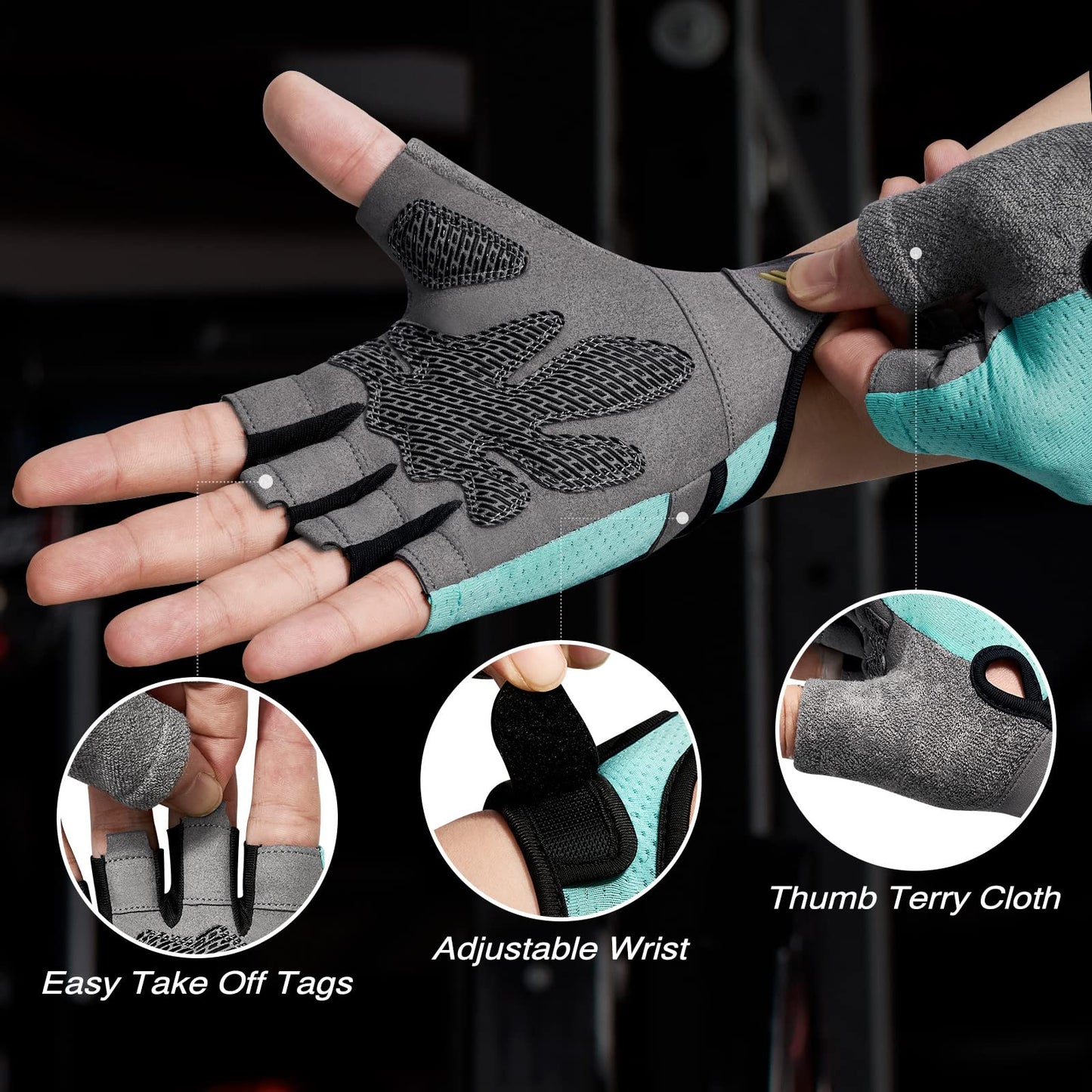 Glofit Workout Gloves for Women Men, Lightweight Weight Lifting Glove Breathable Fingerless Gym Gloves, Exercise, Fitness, Training, Cycling