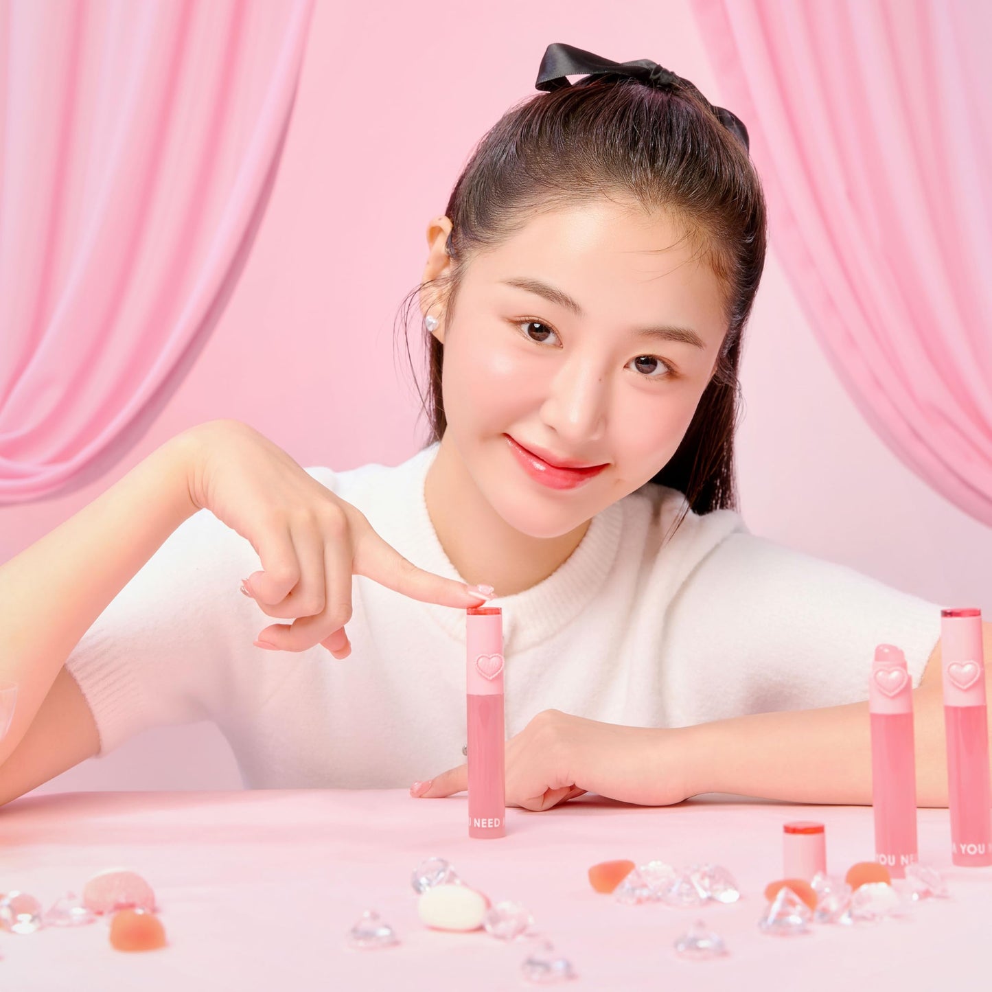 YNM Heart Jelling Tint (01 PEACH JELLING, 0.09 oz) Silicone Lip Brush Included, K-Beauty, Non-Sticky, Moisturizing, Smudge-Proof, Korean Lip Tint, Long-Lasting, Vivid Color