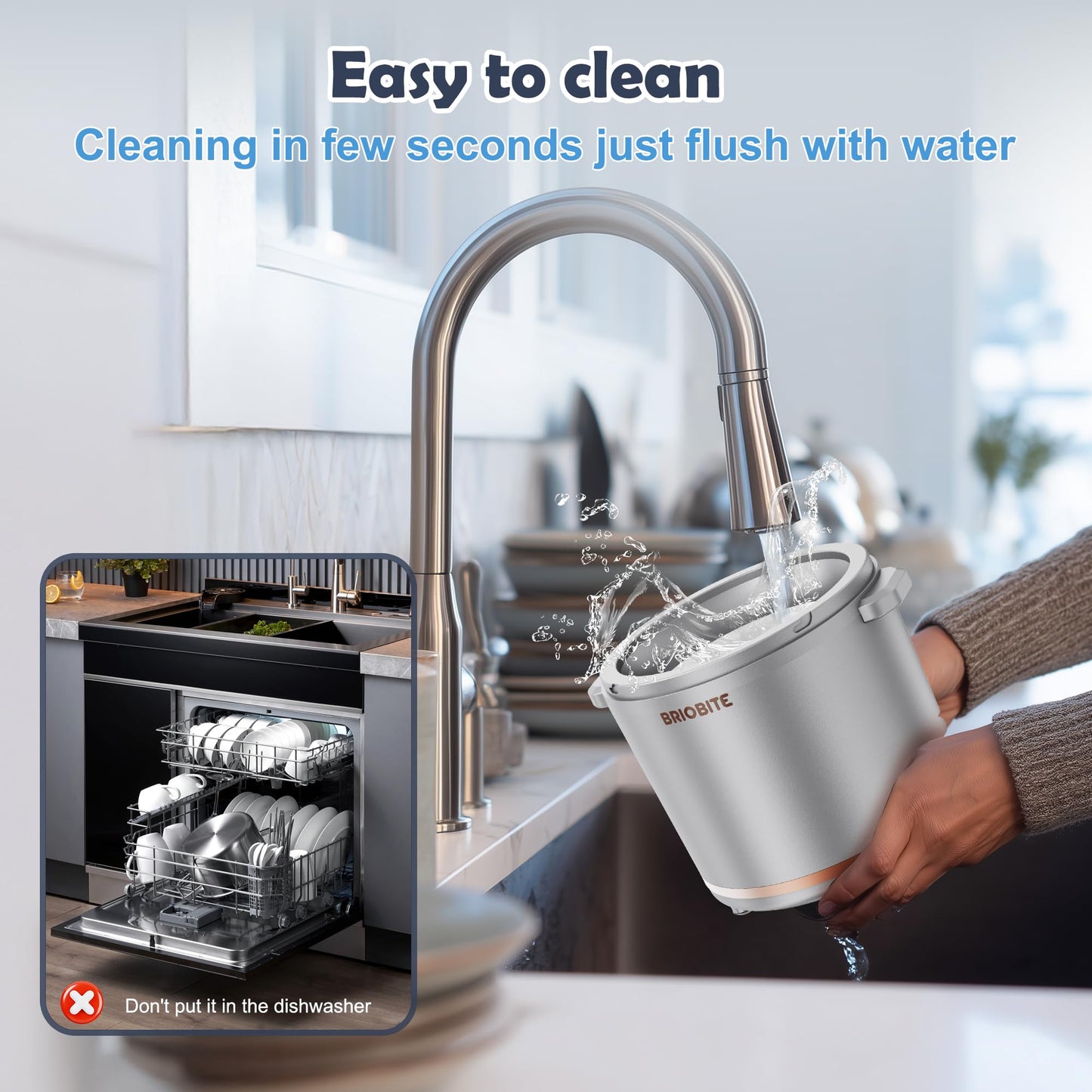 BRIOBITE 1.1 Quart Ice Cream Maker – Electric Ice Cream Machine for Gelato, Milkshakes & Sorbet, Perfect for Family, Easy to Use & Clean,Silver