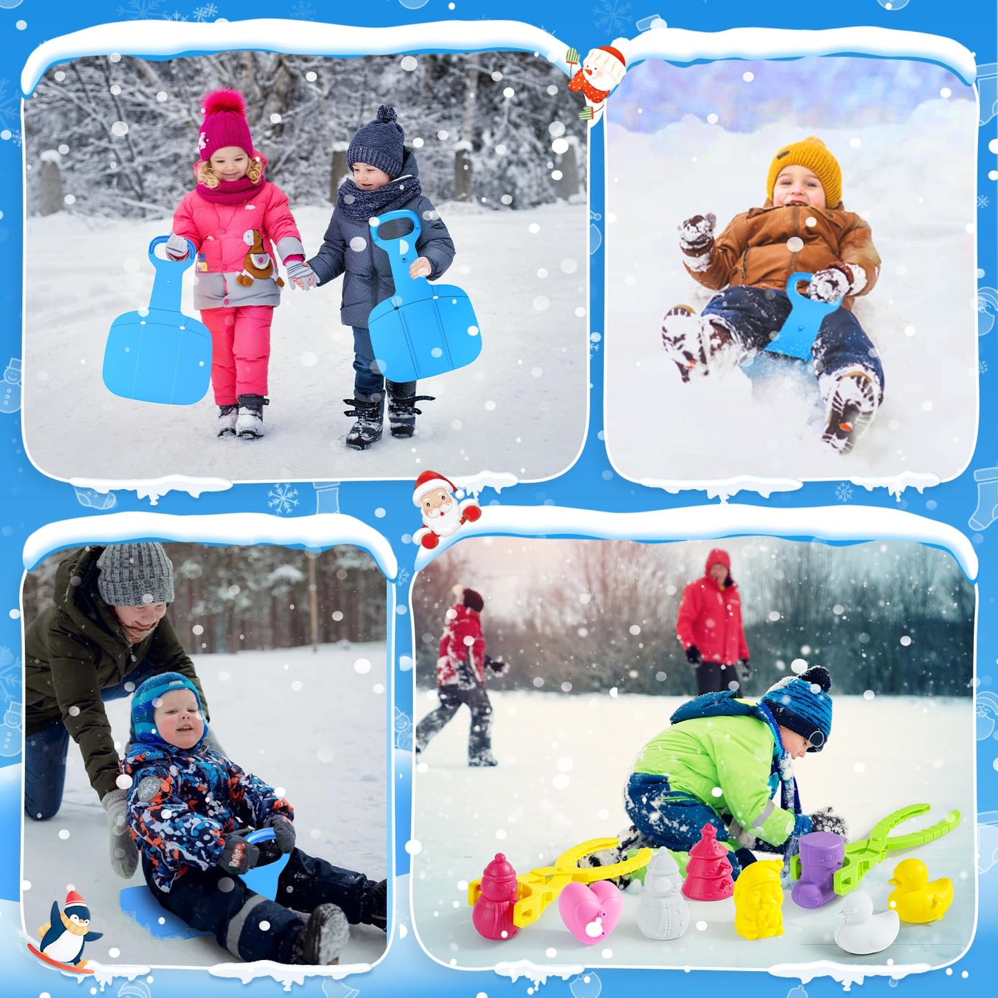 LQYoyz Snowball Maker Toy, 10 Pack Winter Snow Sled Outdoor Snow Ball Makers Toys Kit for Kids Removable Snow Clip Toys for Boys Girls Birthday Christmas Stocking Stuffers Gifts