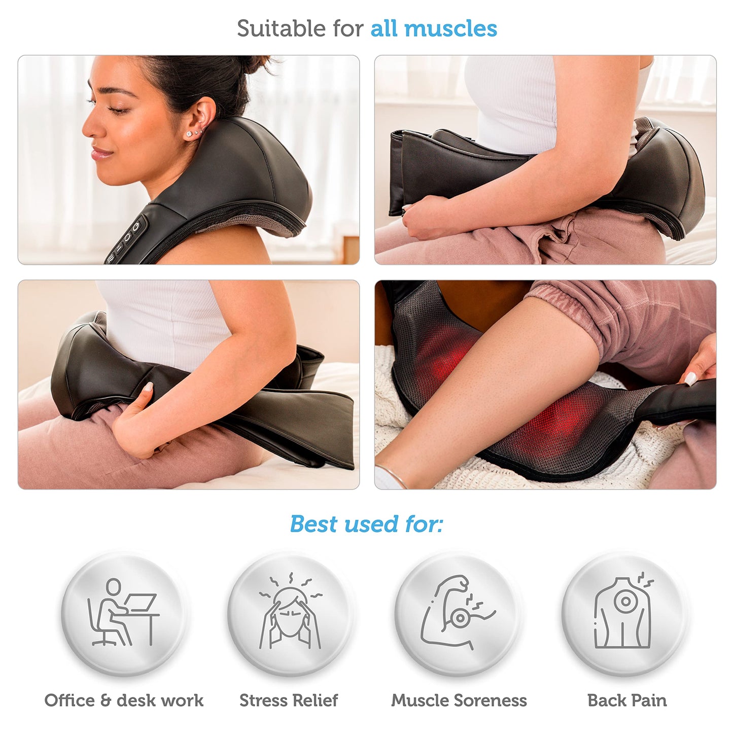 COMFIER Shiatsu Neck and Shoulder Massager,Gifts for Mom Dad,Deep Kneading Massage Pillow with Heat, Back Massager, Pillow Massage, Black