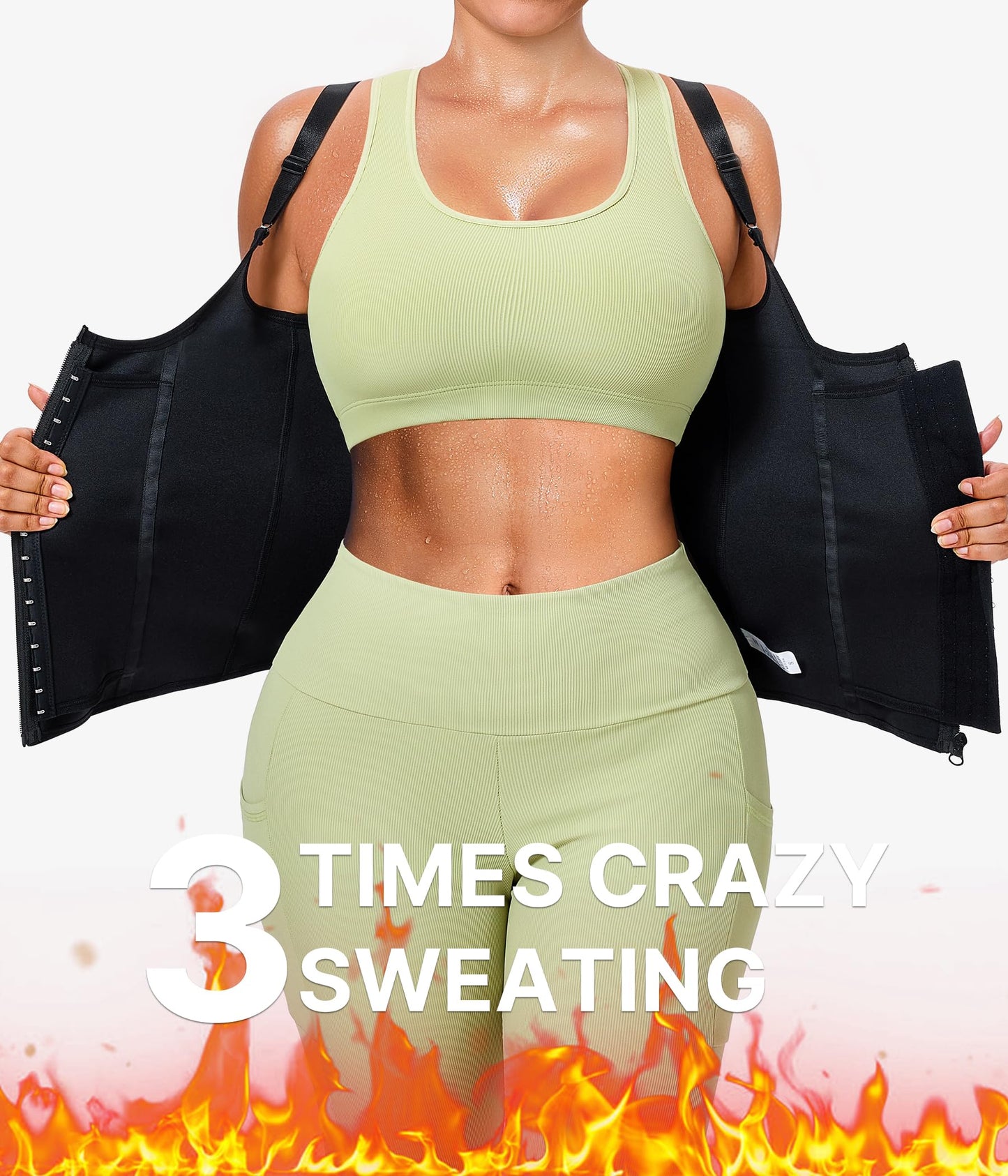 GAODI Women Waist Trainer Vest Slim Corset Workout Sweat Tank Top Zipper Compression Shirt Sauna Suit Body Shaper