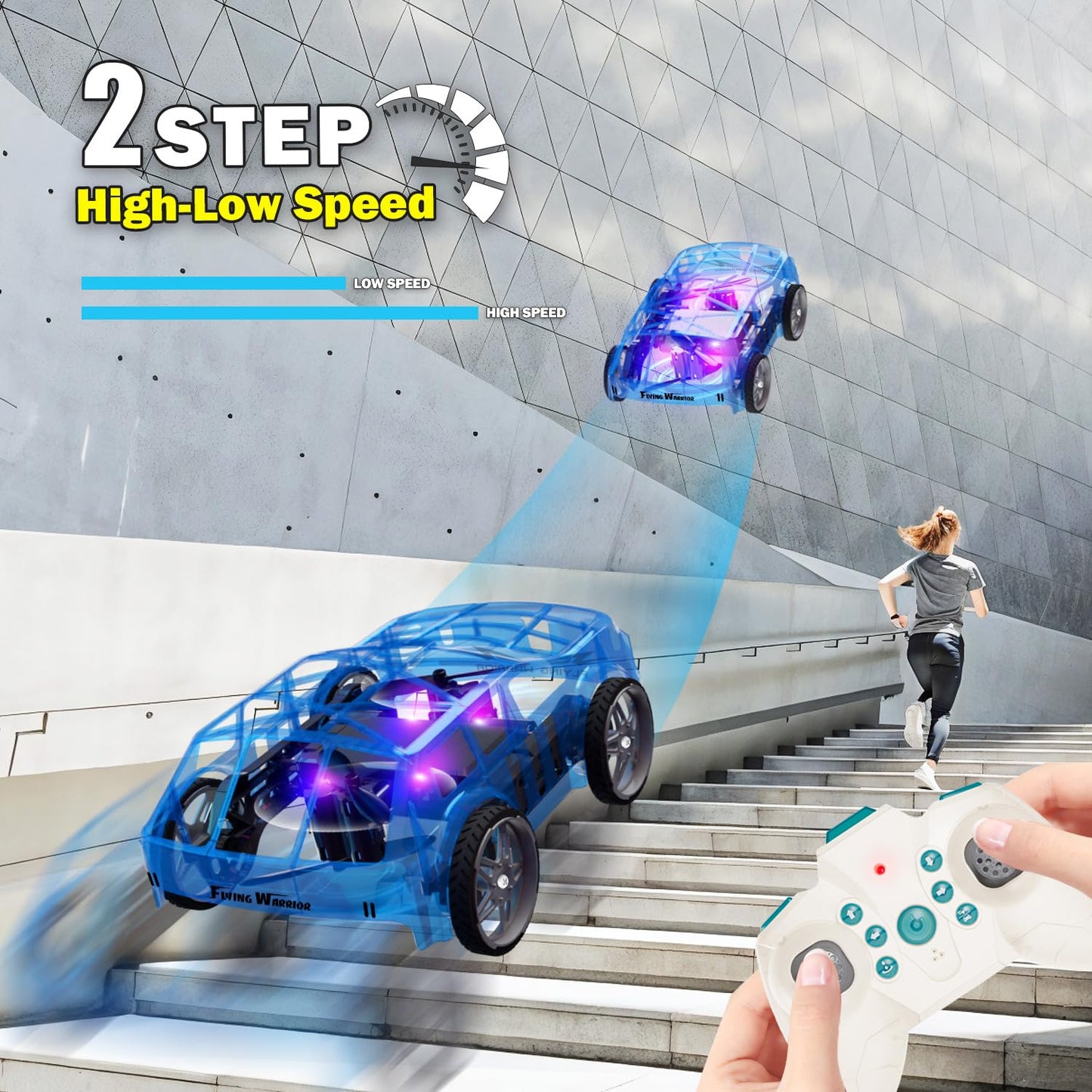 RC Drone Car Mini RC Drone & Flying Car, Remote Control Quadcopter with One Key Take Off/Landing, LED Lights, Easy to Fly Toy Drones for Kids 8-12