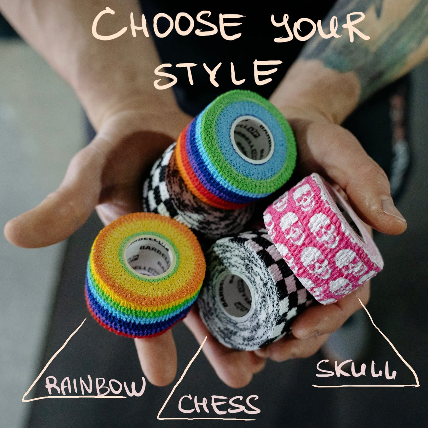 Barbell UP Professional Weight Lifting Thumb Tape - Protects Finger Tape, Adhesive for Powerlifting, Yoga & Gym, Hand Grip Support for Weightlifting, Deadlift, Barbell Hook Grip (RAINBOW)