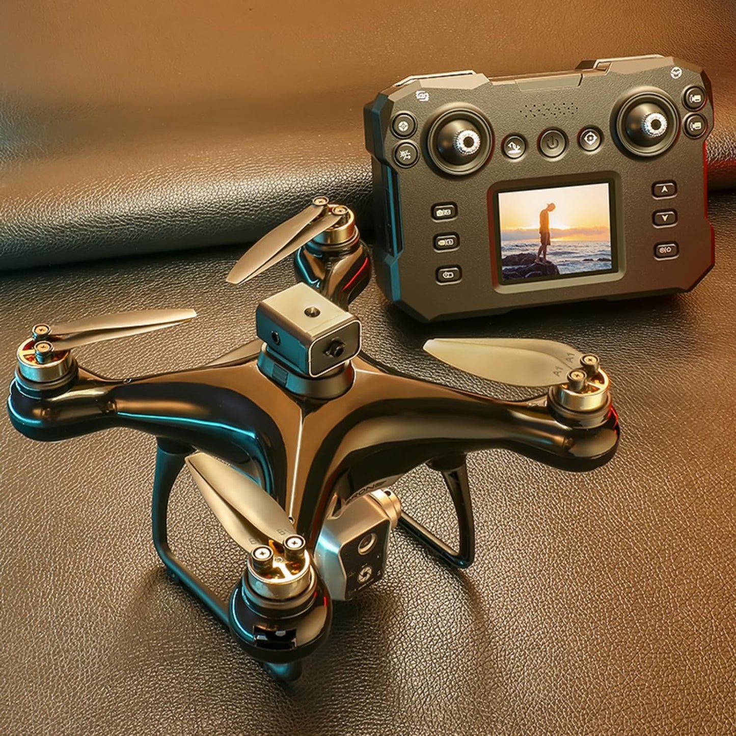 RC Drone With Screen Display Remote Control, 1080P Dual Camera,Brushless Motor, Optical Flow Hover, 360 Degree Flip, Speed Adjustment, APP Control, 2 Batteries, Adult Beginner-Friendly FPV Remote Control Hobby Quadcopter Helicopter Airplane