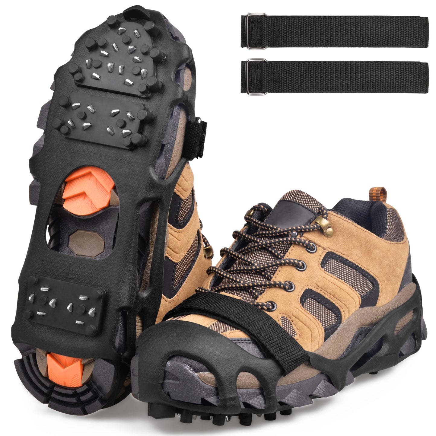 Ice Cleats Snow Traction Cleats,Crampons Ice Cleats for Shoes and Boots Men Women,Non Slip Ice Shoes Grippers Walk Traction Cleats 28 Studs for Snow Ice Hiking Walking Fishing