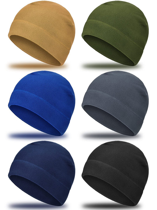 SATINIOR 6 Pieces Winter Skull Caps Men Warm Fleece Beanie Hat Windproof Unisex Watch Cap(Fresh Color,M)