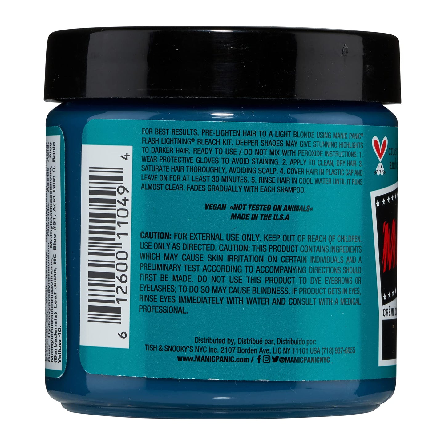 MANIC PANIC Classic Siren's Song Semi Permanent Hair Color - Neon Blue-Green Hair Dye for Women & Men That Lasts 4-6 Weeks - Vegan, Ammonia & Cruelty-Free - Create & Mix Custom Shades (4oz)