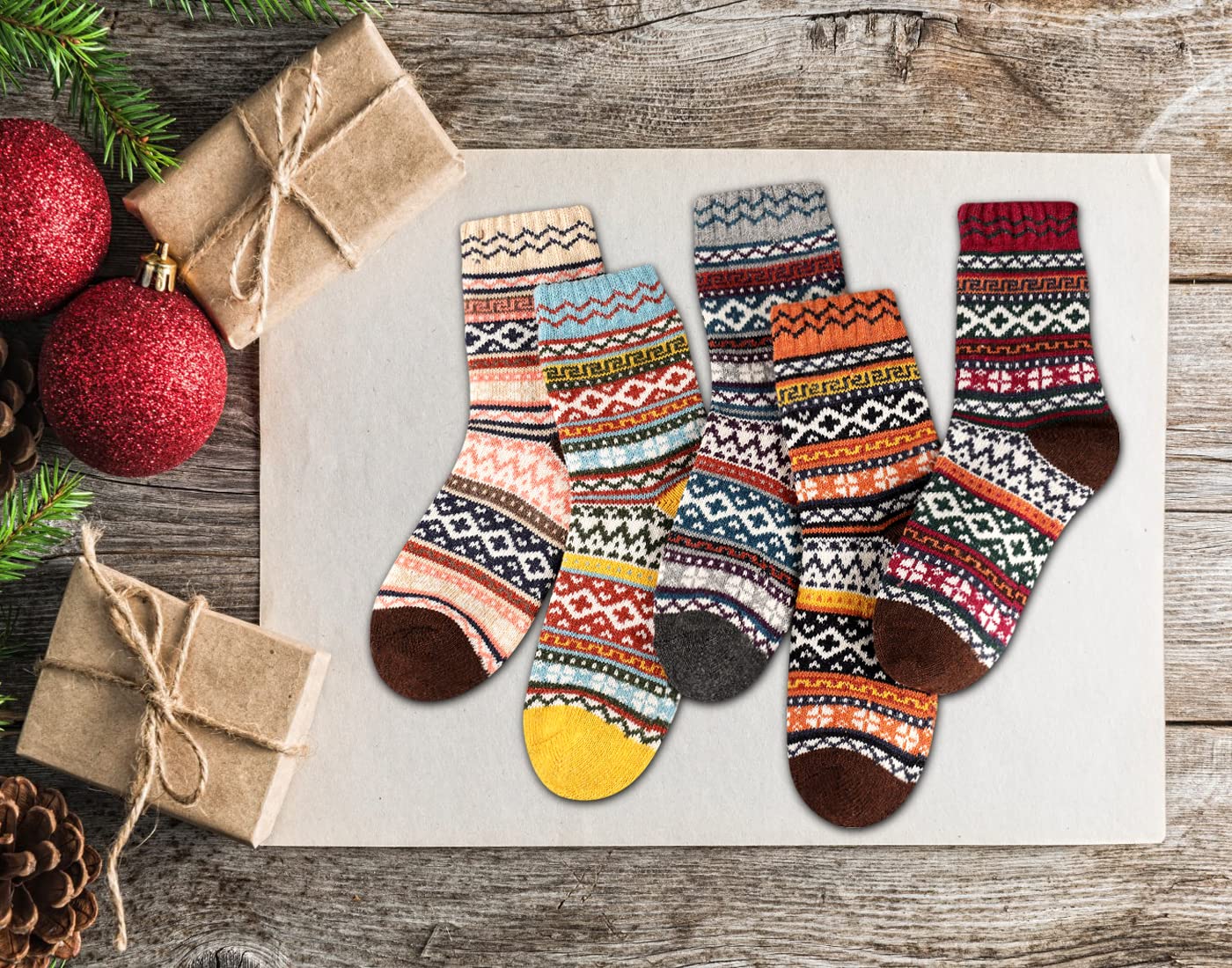 Heatuff Women's Winter Wool Socks Warm Soft Full Cushion Crew Socks (5 Pairs)