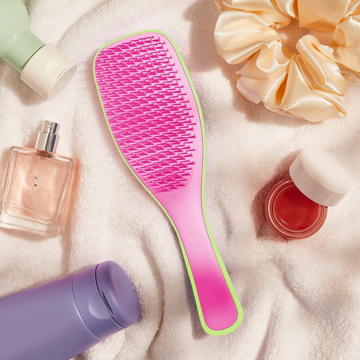 Tangle Teezer Ultimate Detangler Naturally Curly Hair Brush, Dry & Wet Hairbrush, Reduces Frizz & Breakage, for 3C to 4C Curly Hair Types, Cyber Lime & Pink