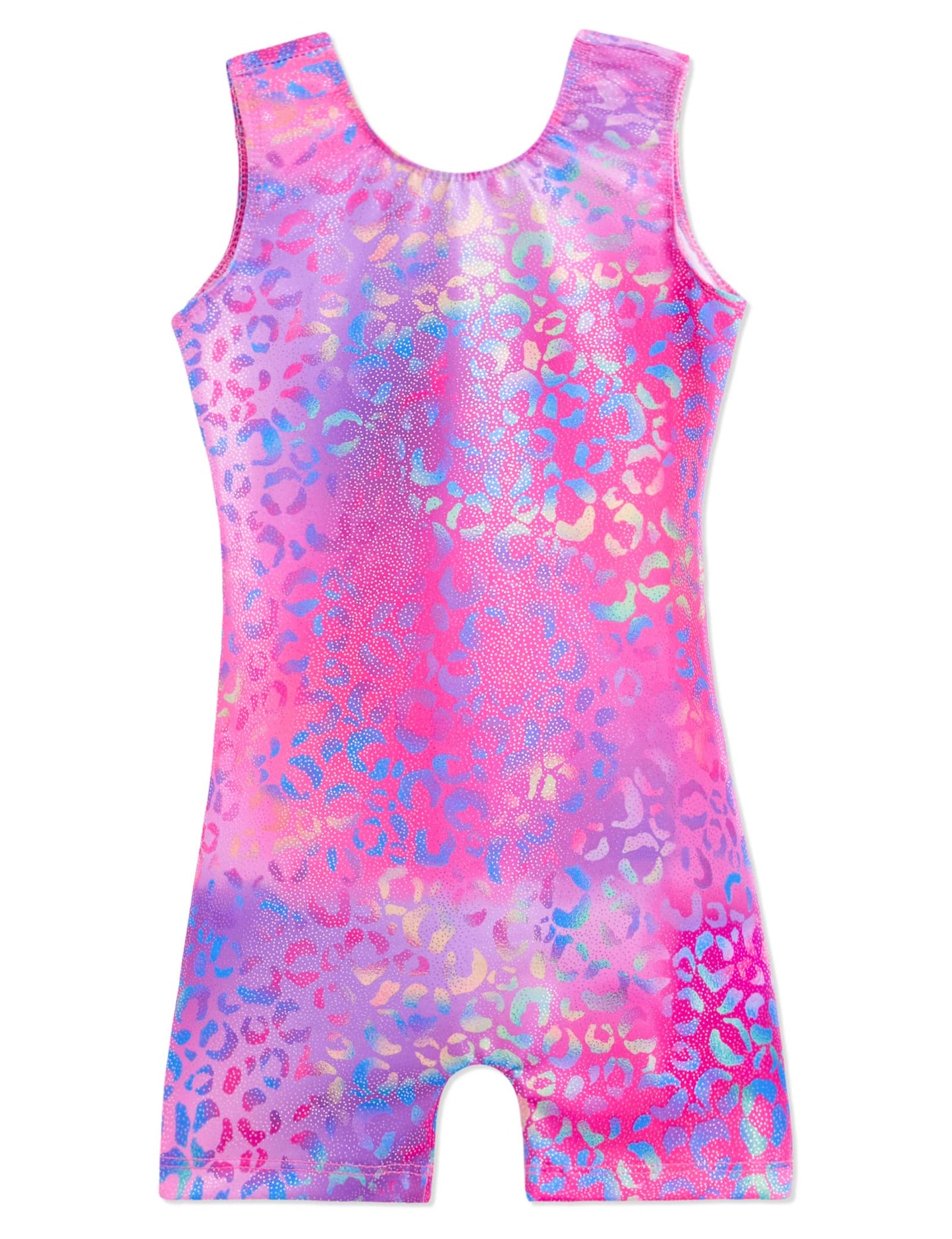 Domusgo Girls Gymnastics Leotards Size 6-7 Years Old Sparkle Pink Multicolor Cheetah Unitard for Kids Tumble Class