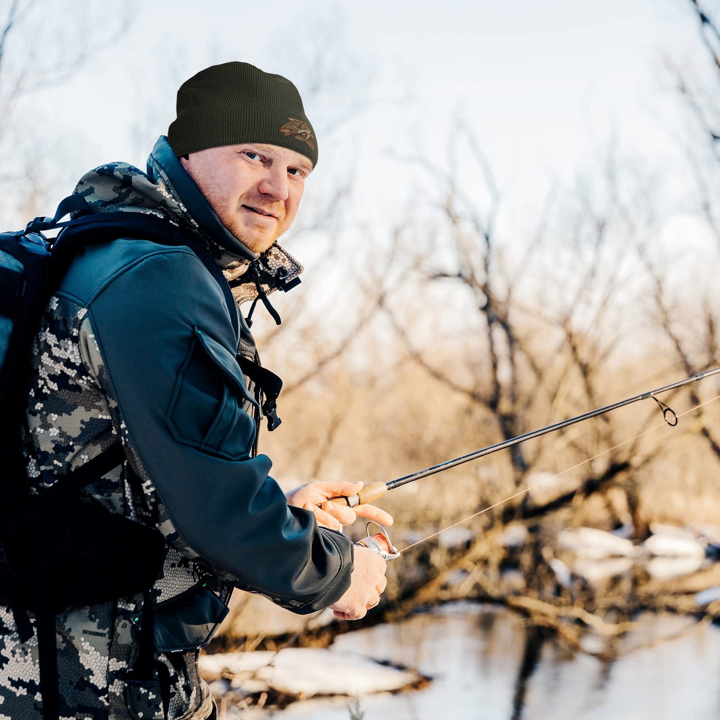 Bang Tidy Clothing Fishing Hat - Carp Fisherman Beanie Hats for Men Embroidered Gifts - Olive