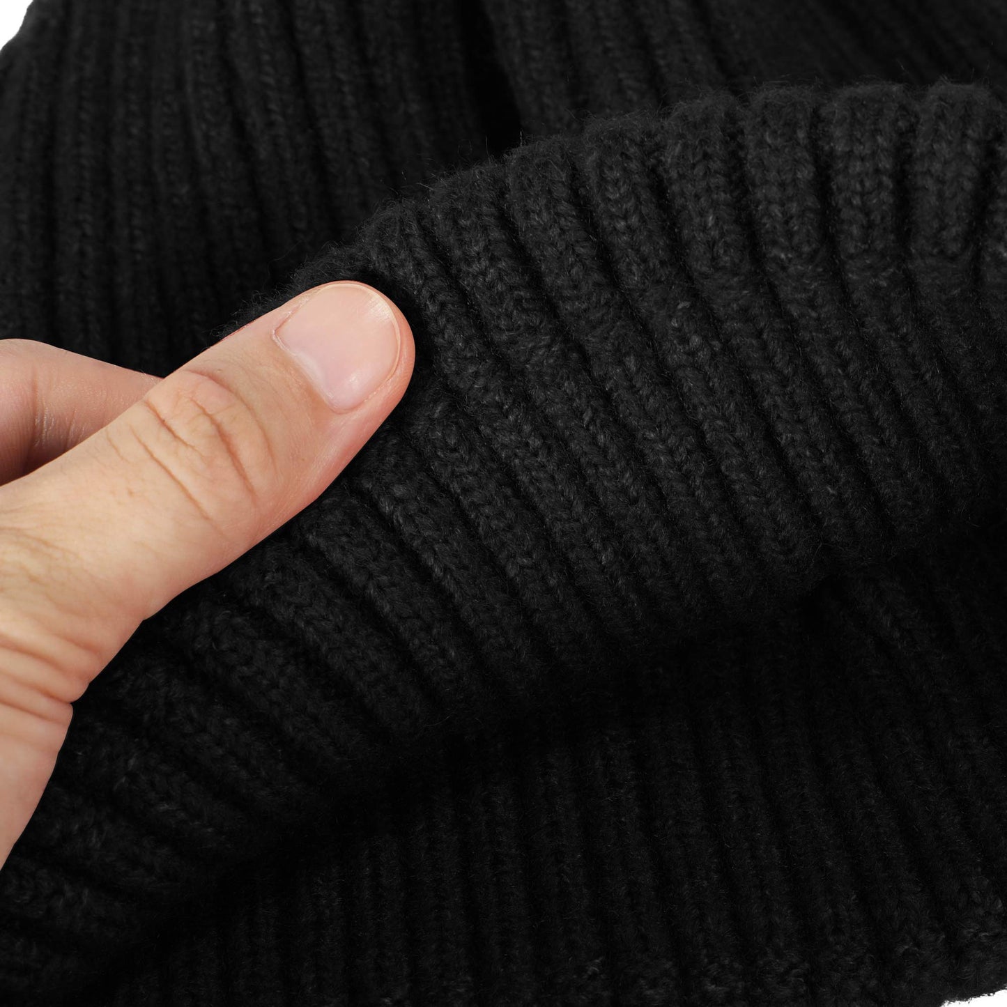 ZLYC Winter Slouchy Beanie Hat Warm Ribbed Knit Stretch Skull Cap for Women Men (Solid Black)