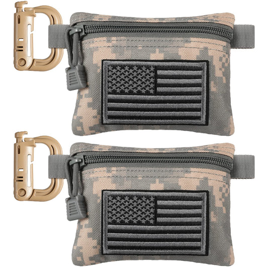 FRTKK 2 Pack Tactical Compact EDC Pouches Military Molle Utility Pouch Accessories Organizer Pouch Coin Purse Keychain Pocket Credit Card Holder Waist Pack ACU 3