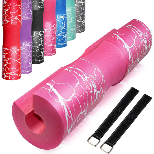 AN AMMAN Barbell Pad Perfect for Squat, Hip Thrust - Relieves Neck and Shoulder Pain Thick Foam Cushion - Gym Workout Smith Machine Thruster Weightlifting Pink Marble Pattern AM001PT