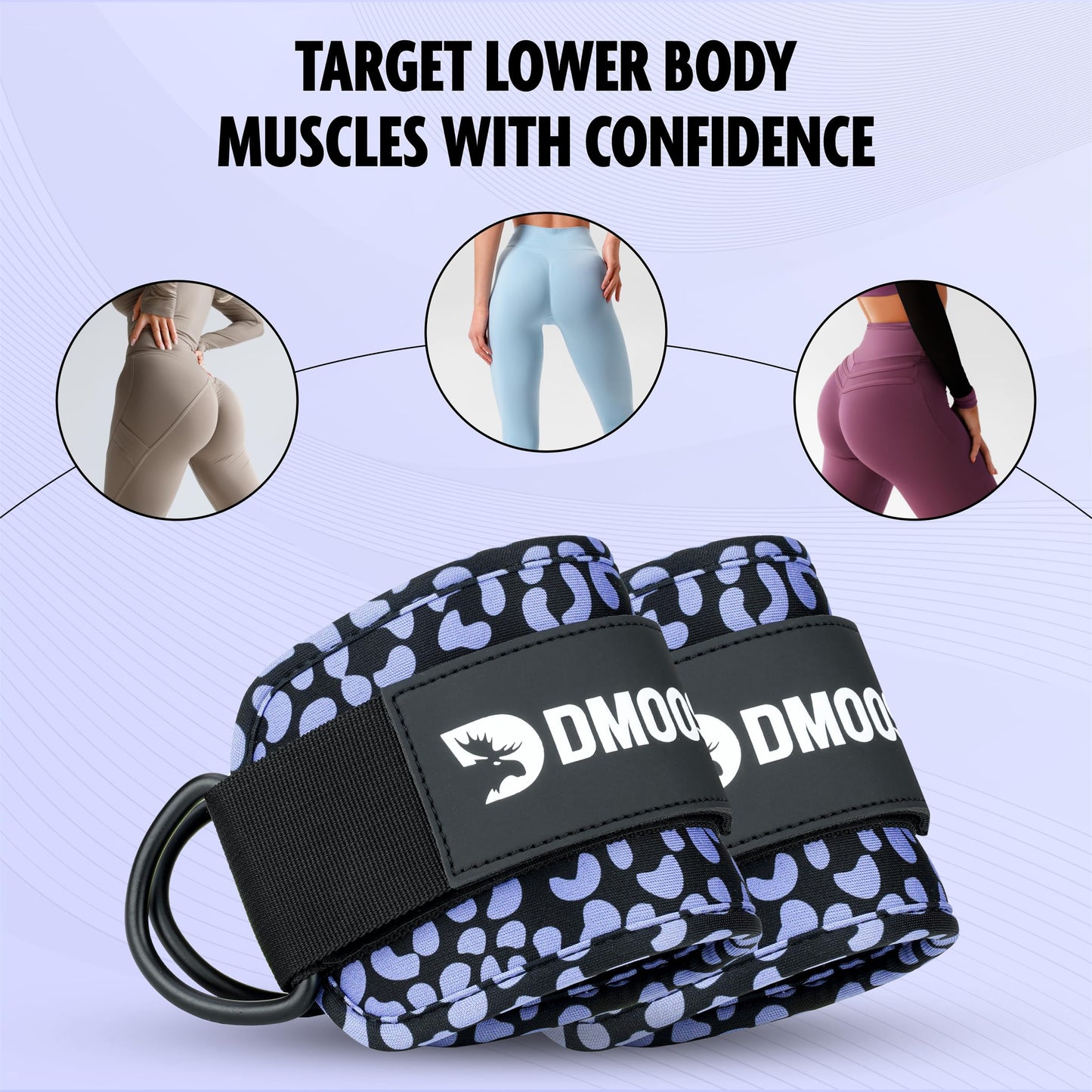 DMoose Ankle Strap for Cable Machine - One Size Fit with Premium Padding, Glute Kickback Ankle Strap, Ankle Cable Straps for Workout, Booty Workout, Leg Extension, Hip Abductors & Lower Body Exercises