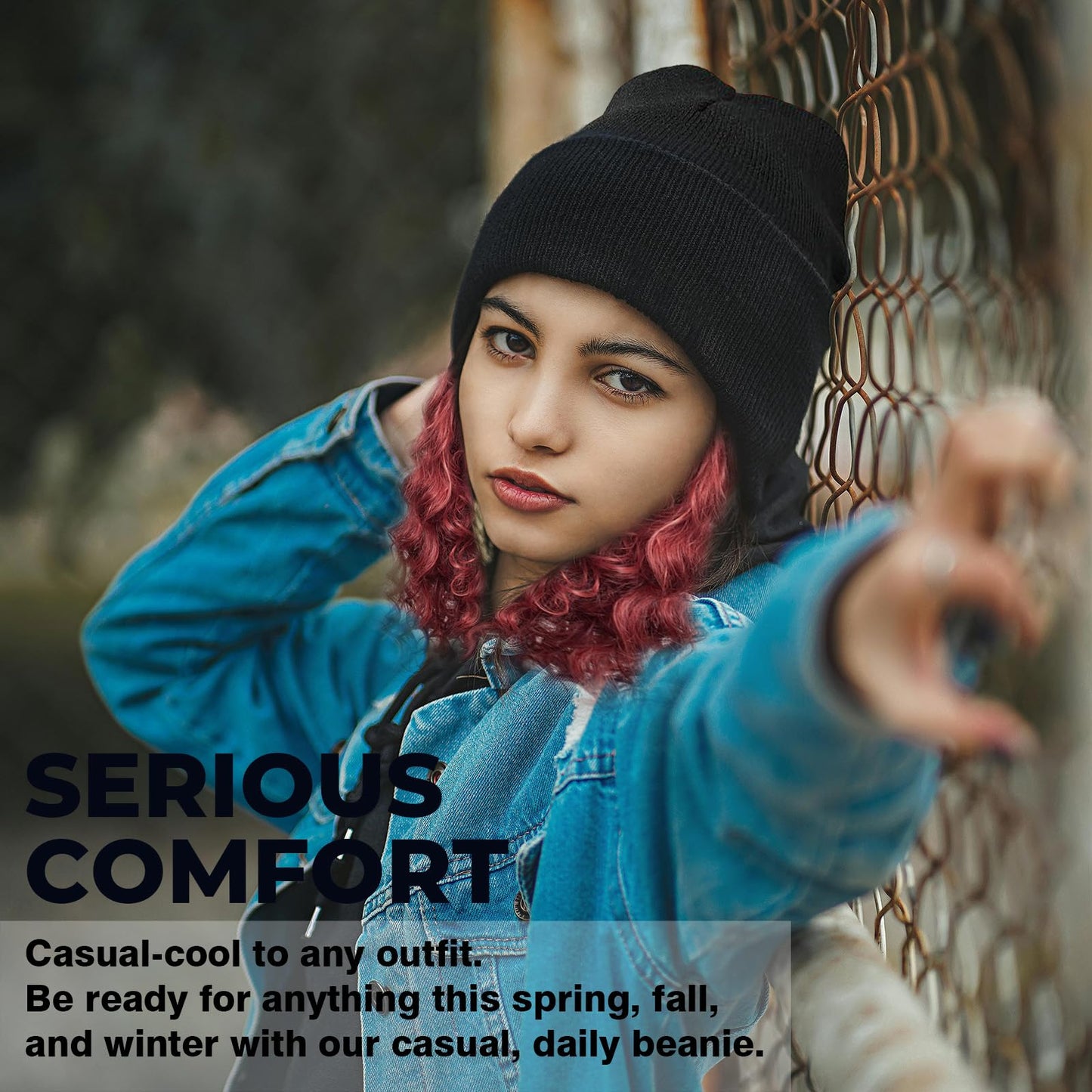 2 Pack Satin Lined Winter Beanie for Women Men Knitted Cuffed Silk Lined Skull Hat (US, Alpha, One Size, Black+Grey)