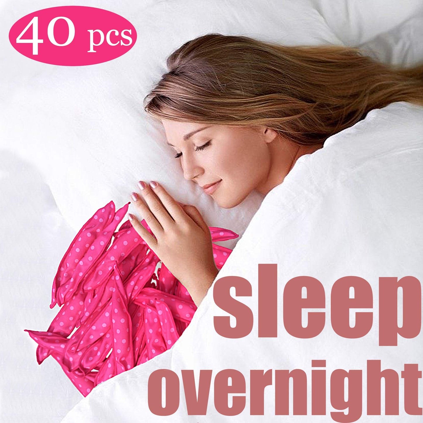 40 Soft Heatless Hair Curlers - Large Overnight Pillow Sponge Rollers for Curly Hairstyle