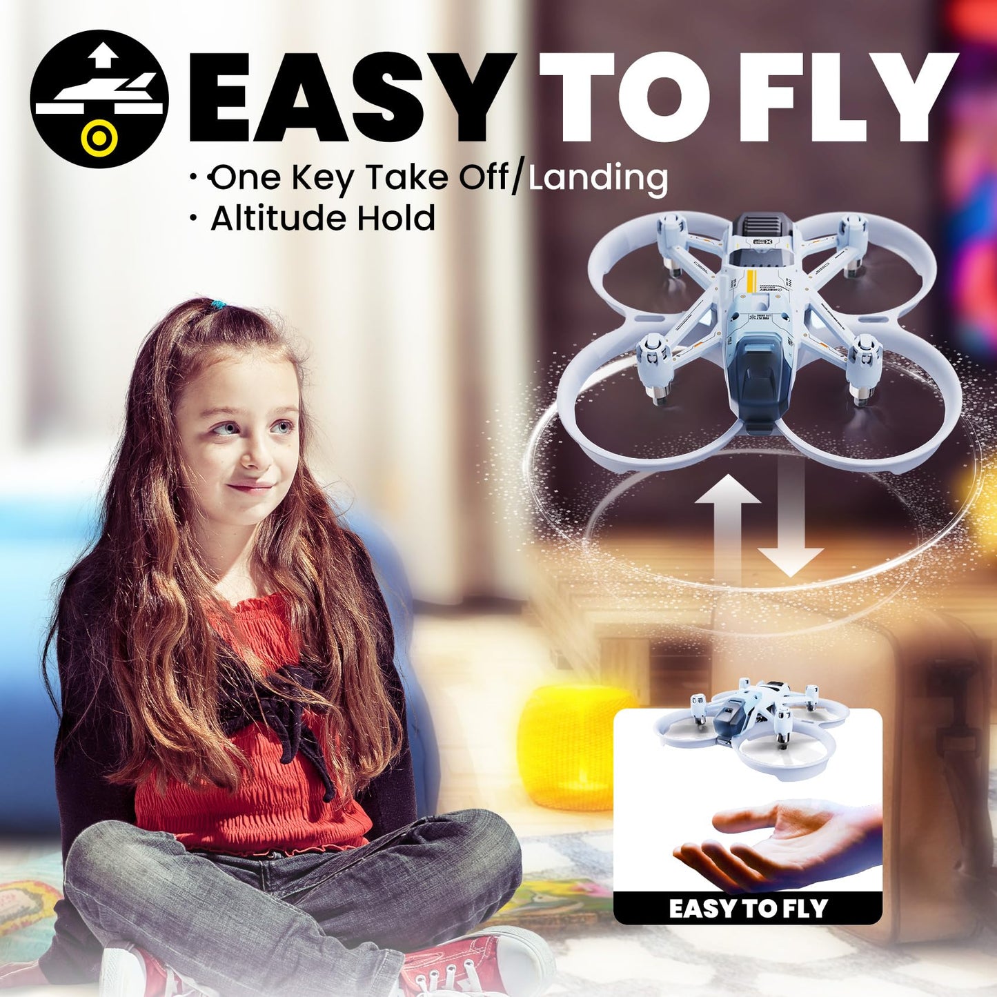 HISINGY Firefly EX Tiny Drones for Kids, Mini Micro Nano Indoor RC Quadcopter for Age 10-15 12-14 Boys,Kids Drone with 3 Speeds,Altitude Hold, 360°Flip, Headless Mode,Long Flight Time