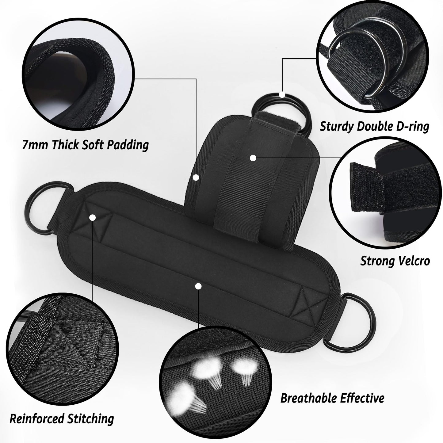 Anemeeoke Fitness Ankle Straps for Cable Machine, Black