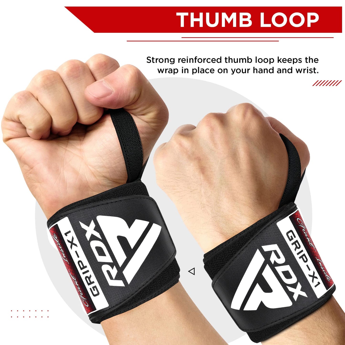 RDX Wrist Wraps for Weightlifting (Pair), IPL USPA Approved, Elasticated 18” Cotton Straps Support with Thumb Loop, Gym Wrap for Weight Lifting Powerlifting Competition Strength Training Bodybuilding