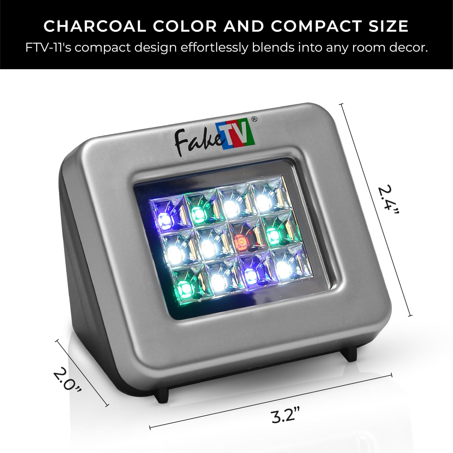 FakeTV - FTV-11 - Advanced Burglar Deterrent Device – Widescreen Realistic Television Simulator with Reflective Lens - Dummy Home Security Device with Lights – Protect Your House & Valuables