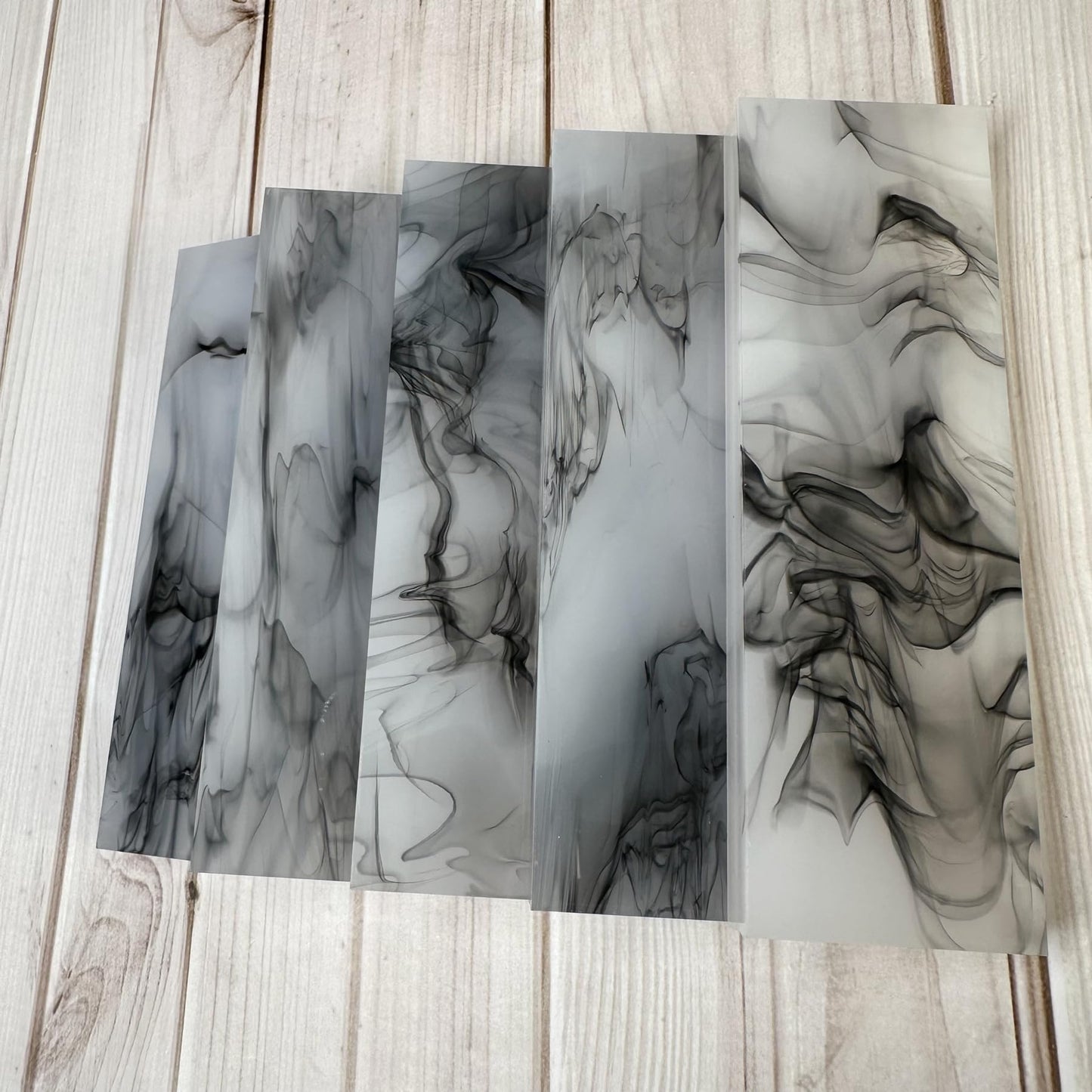 Uotowell Pre-Cut Epoxy Resin Scales Blanks for Decorative Inlays in Guitar Bodies, Necks, Engraved Knife Handle and Gun Grips - Marble White