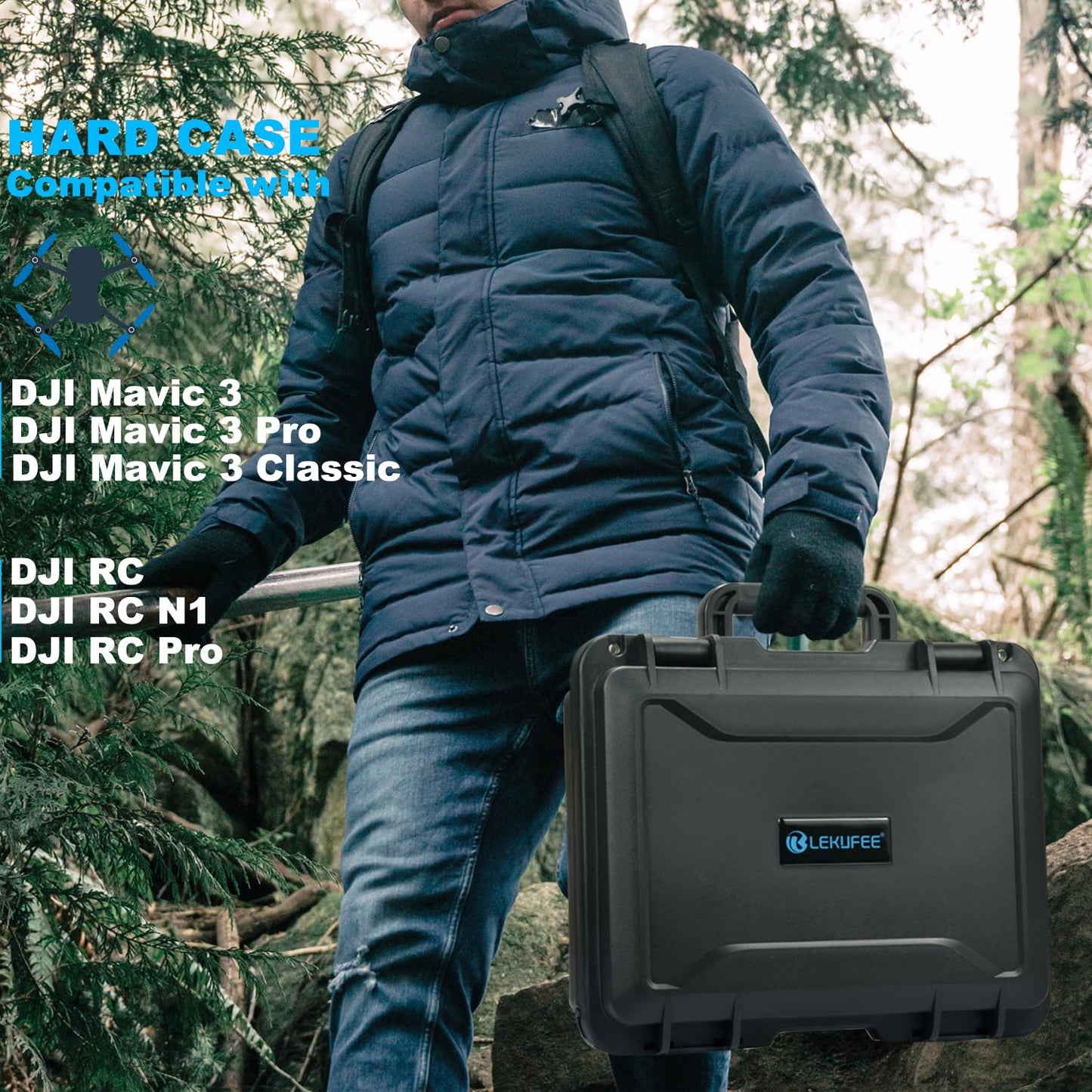 Lekufee Waterproof Hard Carrying Case for DJI Mavic 3 Pro/Classic/Combo/Cine and RC Pro/RC 2/RC- N3/N2/N1 and Accessories (Case Only)