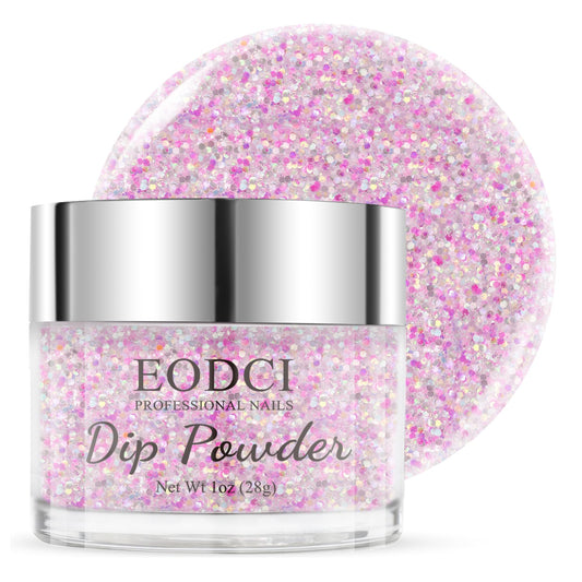 EODCI 1 Oz/28g Dip Powder Glitter Pink Purple Color, Nail Dipping Powder French Powder Nail Art Starter Manicure Salon DIY at Home, Odor-Free&Long-Lasting, No Needed Nail Lamp Curing