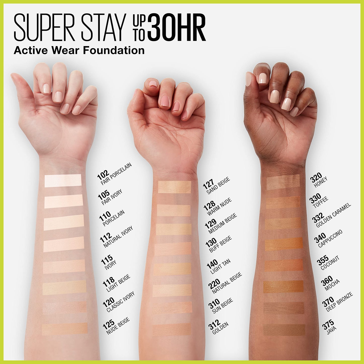 Maybelline Super Stay Full Coverage Liquid Foundation Active Wear Makeup, Up to 30Hr Wear, Transfer, Sweat & Water Resistant, Matte Finish, Toffee, 1 Count