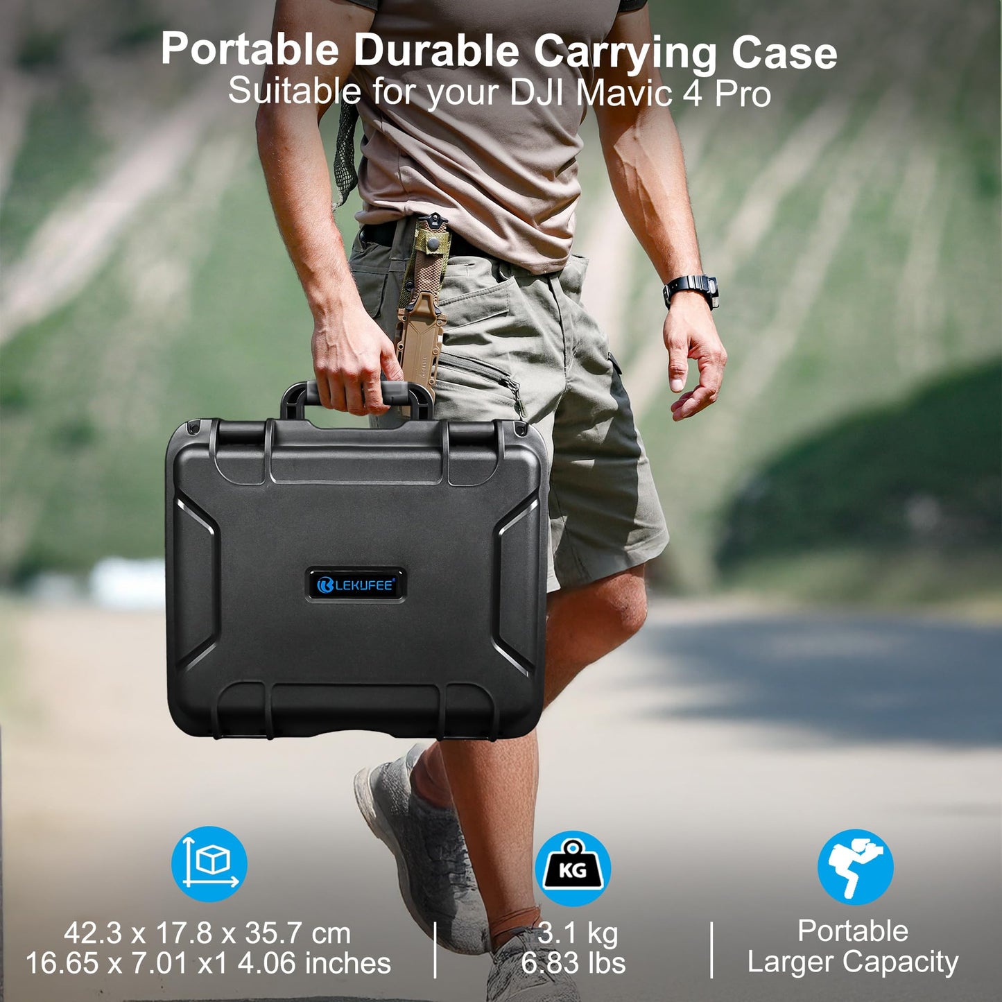 Lekufee Waterproof Hard Carrying Case for DJI Mavic 4 Pro Drone, Creator Combo, Fly More Combo, DJI RC Pro 2/RC 2, Battery (7 pcs), Charging Hub, and other Accessories(Case Only)