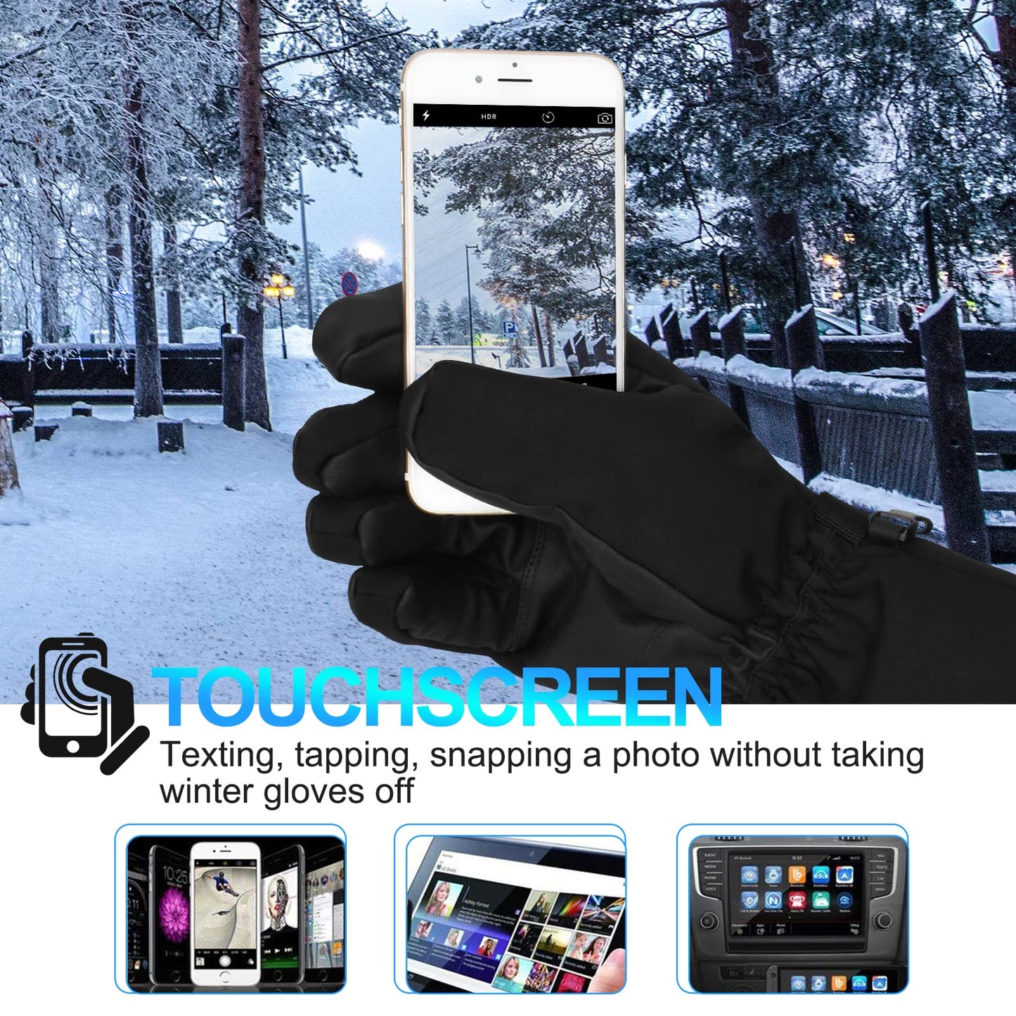 Cevapro Winter Gloves Ski Gloves for Men Women, Snow Thermal Gloves Waterproof Insulated Gloves Windproof Snowboard Gloves for Snow Skiing Snowboarding in Cold Weather