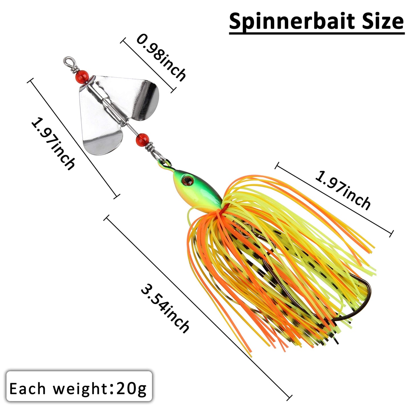 Bass Fishing Spinner Bait Lures, Multicolor Buzzbait Metal Jig Fishing Lure Kit Swimbaits for Bass Pike Trout Freshwater Saltwater Fishing (6pcs)