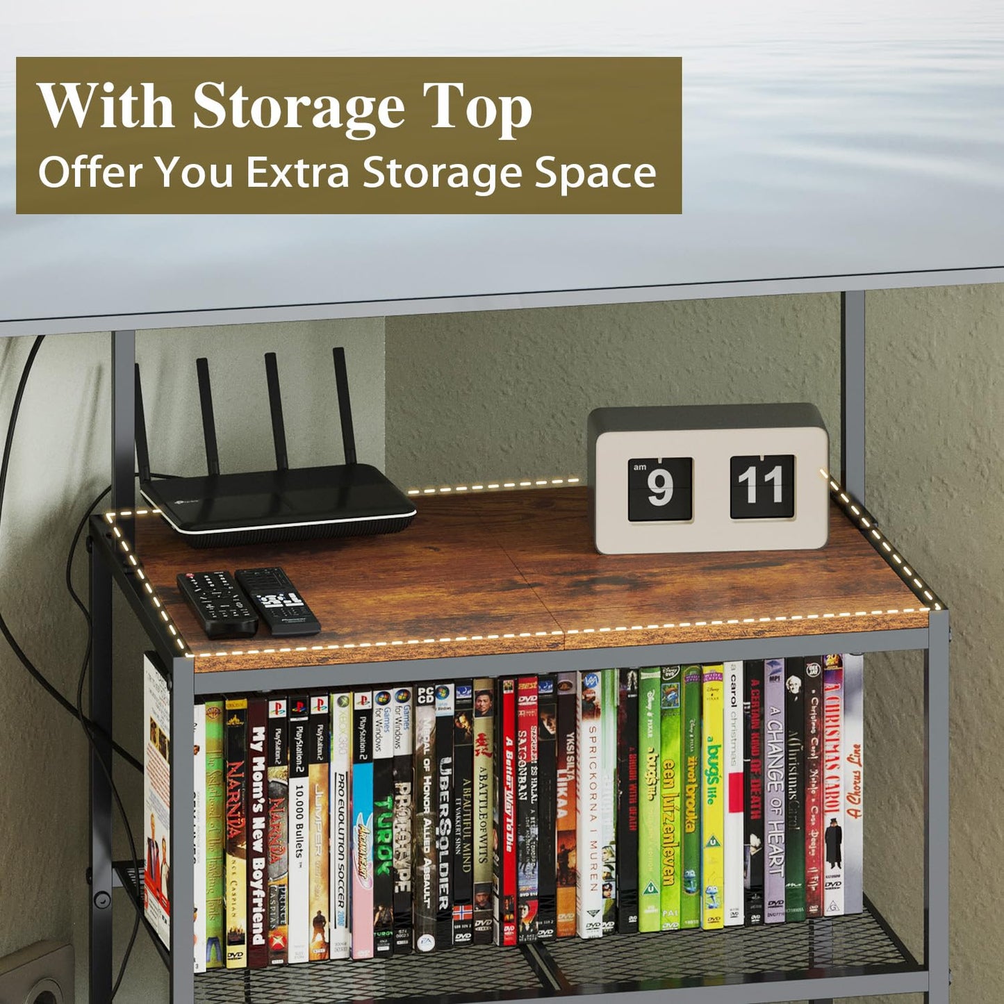 23 Inch to 50 Inch Floor Small Corner TV Stand with Storage Shelves for Living Room Bedroom, Universal Floor Television Stands with Mount, Brown TV Table Desk Shelf for Small Spaces,Patent Pending