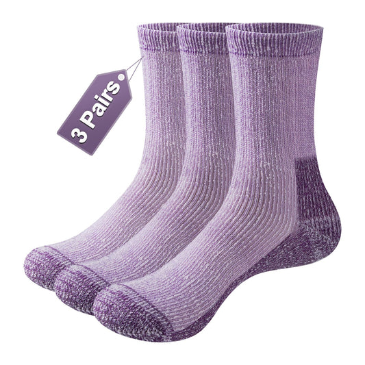 YUEDGE Womens Wool Socks Cozy Crew Thermal Socks Thick Fleece Warm Socks Winter Boot Socks for Women Size 6-9, 3 Pairs