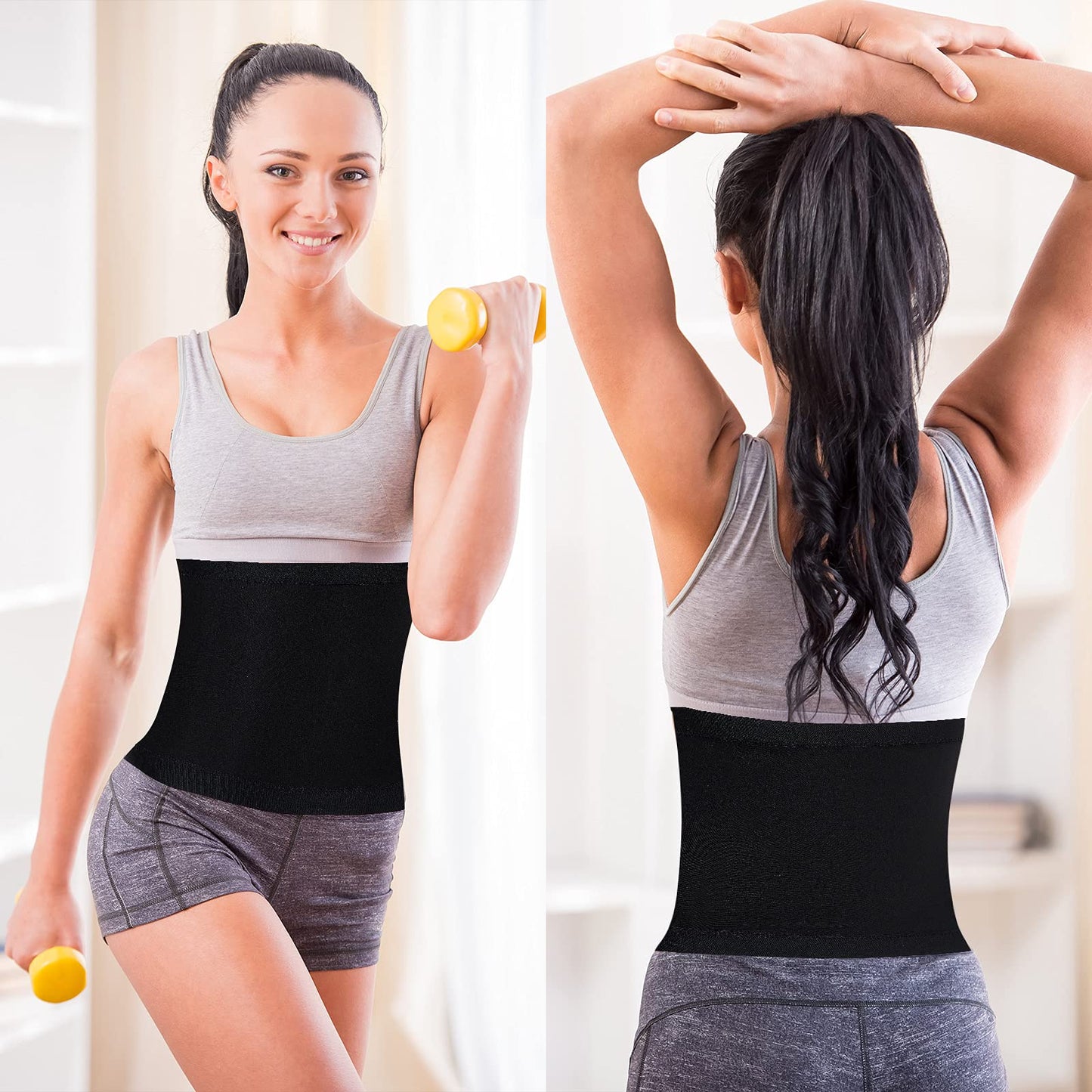 Geyoga Waist Trimmer Sweat Waist Trainer Wrap Stomach Wraps for Women Bodybuilding (Silver Inner,S)