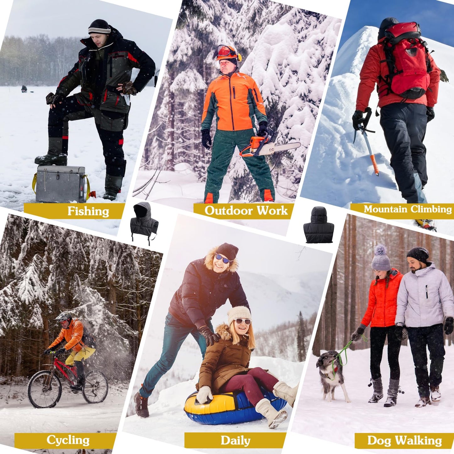 KERHAND Windproof & Waterproof Winter Hats For Men & Women,Winter Sleeveless Hoodie Siamese Vest Snow Hats,Suitable For Outdoor Sports Mountaineering/Skiing (WEAR IT AND WON'T LOSE IT