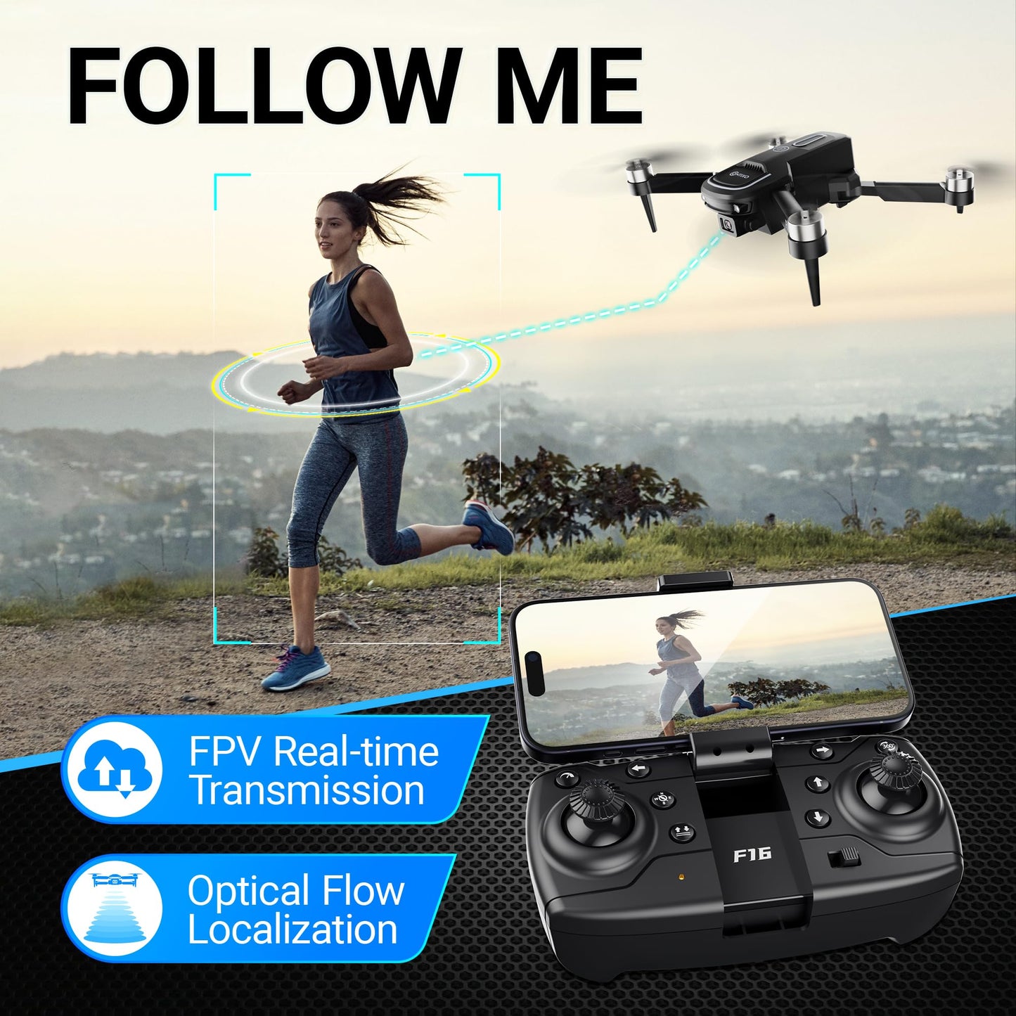 Contixo F16 Camera Drone For Kids, 360° Flip Brushless Motor 2.4G RC Quadcopter Foldable Gesture Control FPV Flying Drones with 17 Mins Intelligent Flight Time For Beginners children Indoor Outdoor