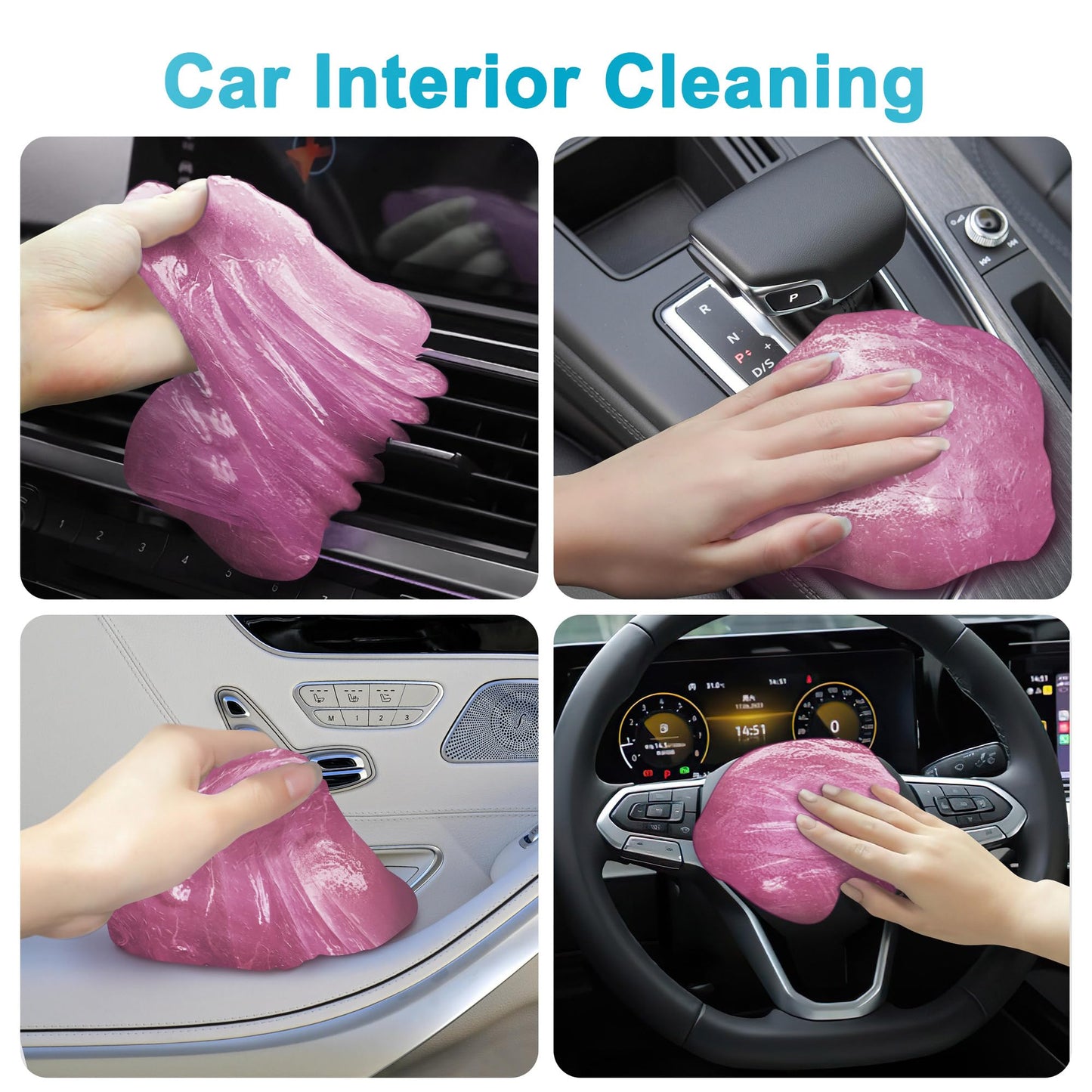 FiveJoy Car Cleaning Gel, 200g Car Cleaning Putty for Detailing Interior Cleaner, Dust Cleaning Slime for Cars, Keyboards & Electronics – Reusable Odorless Car Cleaning Supplies, Pink, 1 Pack 7oz