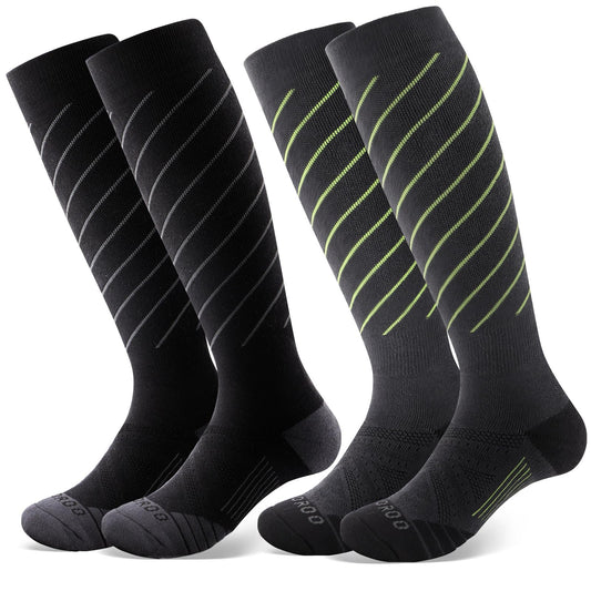 RIOROO Ski Socks for Men Women, 2/3 Pairs Warm Snowboard Socks Compression Winter Socks Durable Over The Calf Socks