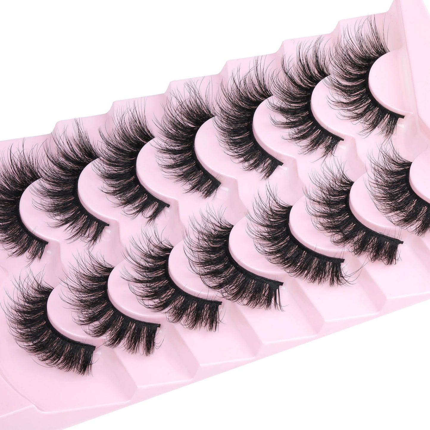 Wispy Lashes False Eyelashes Fluffy Mink Lashes Strip Fairy Fake Eyelashes Long Cat Eye Lashes 7 Pairs Fake Lashes Natural Look Volume Faux Mink Eyelashes