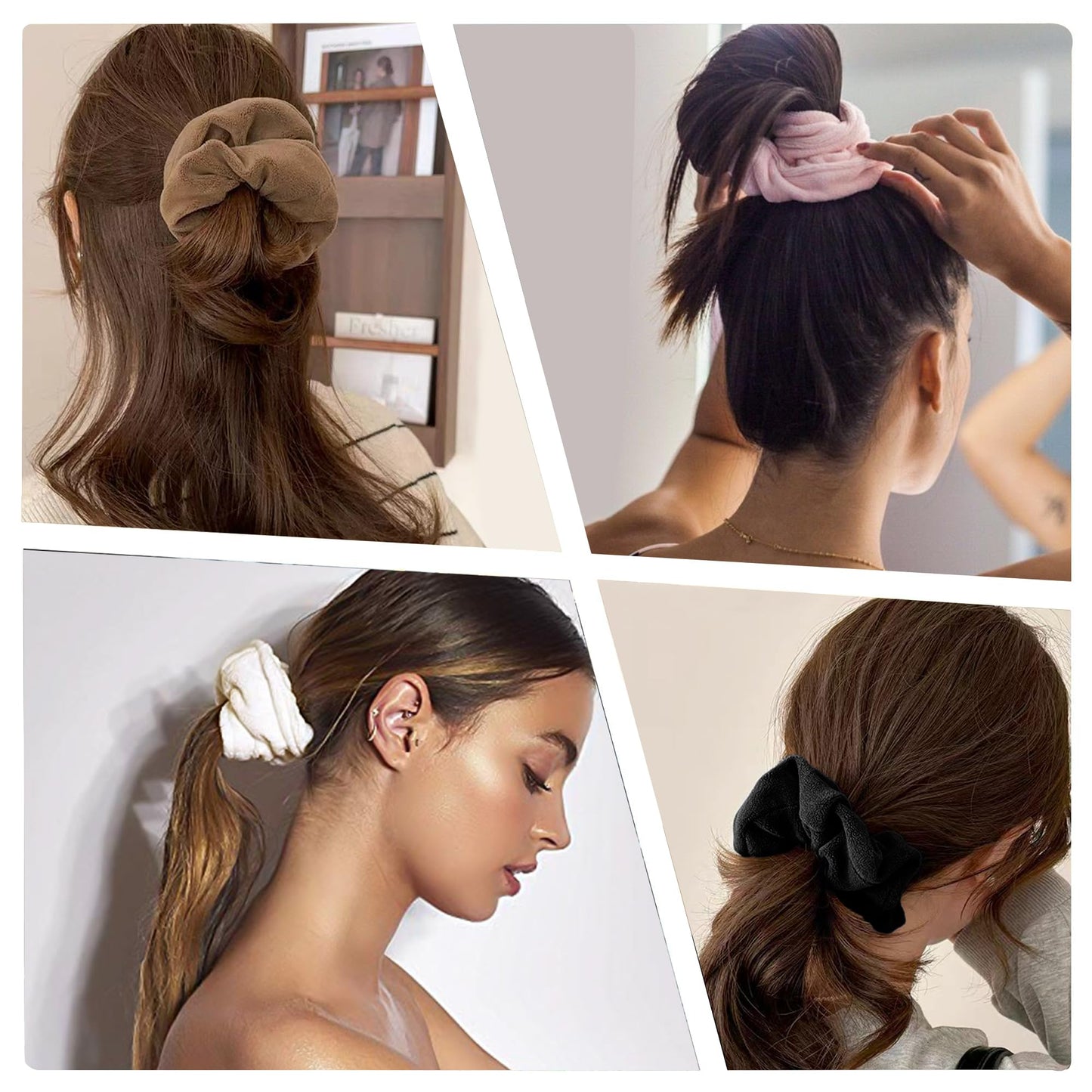 Large Scrunchies for Women's Hair Velvet Extra Big Scrunchie Both for Thick Hair or Thin Hair Curl Hair No Crease Jumbo Ponytail Holder No Hurt Your Hair for Sleep