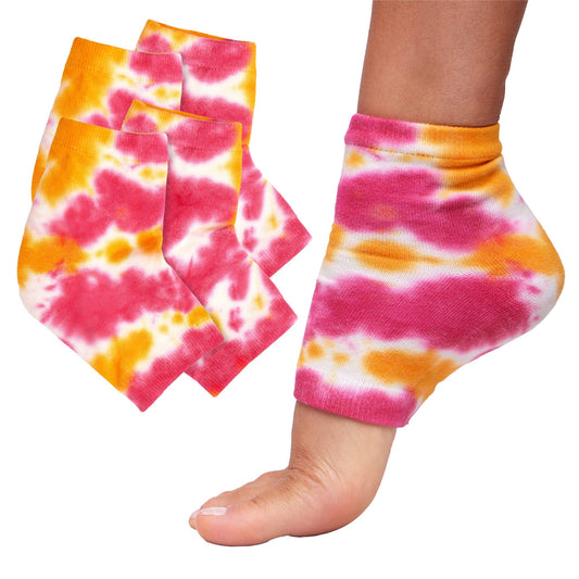 ZenToes Moisturizing Heel Socks 2 Pairs Gel Lined Toeless Spa Socks to Heal and Treat Dry, Cracked Heels While You Sleep (Regular, Pink Tie Dye)