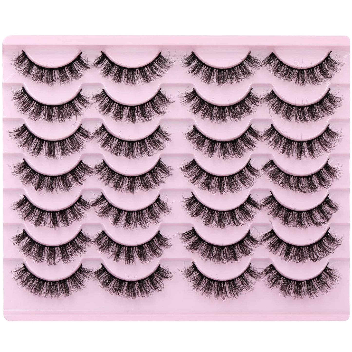 TNFVLONEINS False Eyelashes Wispy Mink Lashes Natural Look D Curl Fluffy Fake Eyelashes 16mm Natural Lashes That Look Like Extensions Lashes Pack